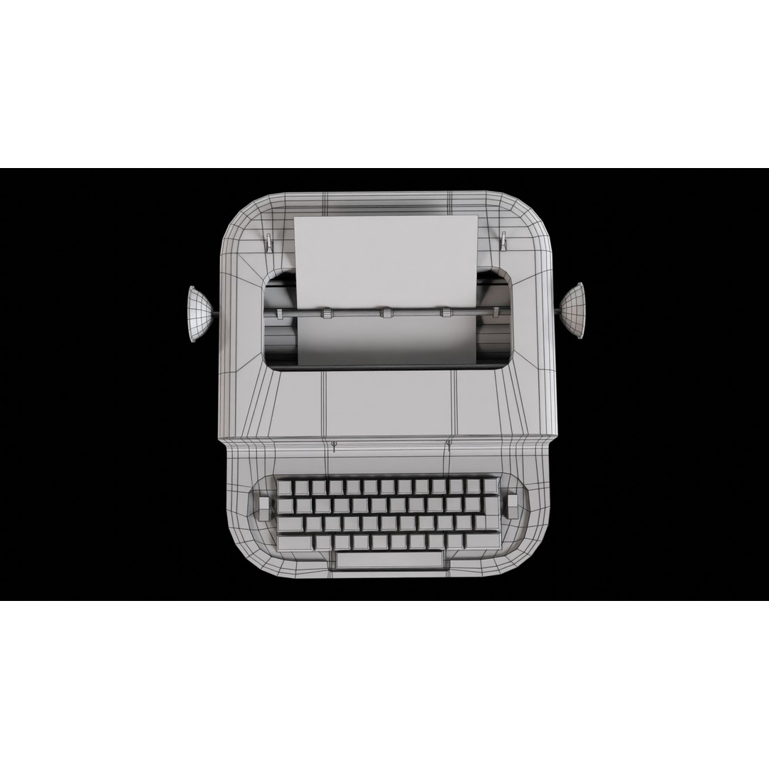 Typewriter 3D Model – Low Poly Game Ready PBR Asset, FBX, OBJ - View 9