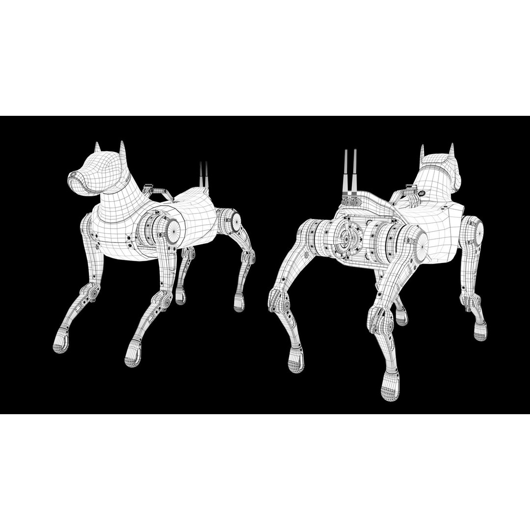 Cyber Robot Dog 3D Model – High Poly Sci-Fi Character, FBX/OBJ - View 26