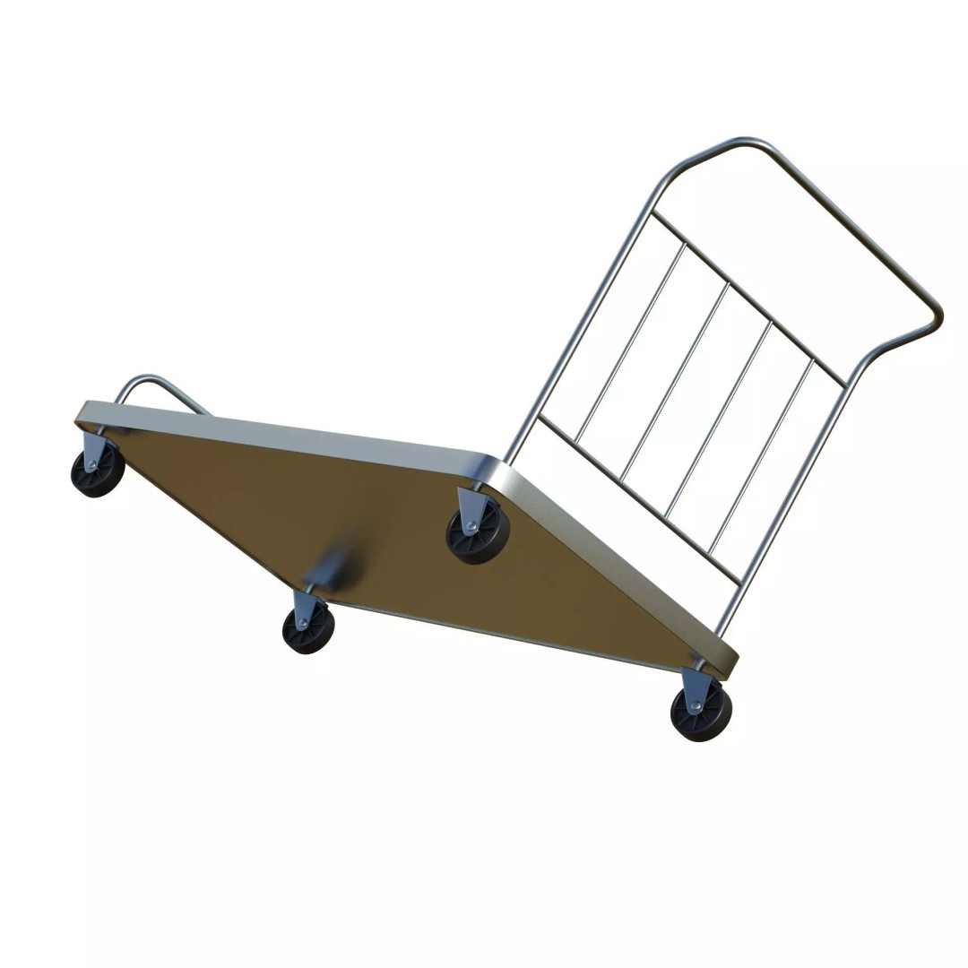 Roller Handcart 3D Model – Low Poly Game Ready Asset, FBX, OBJ - View 13