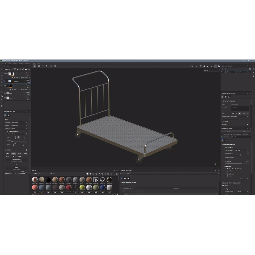 Roller Handcart 3D Model – Low Poly Game Ready Asset, FBX, OBJ - View 14