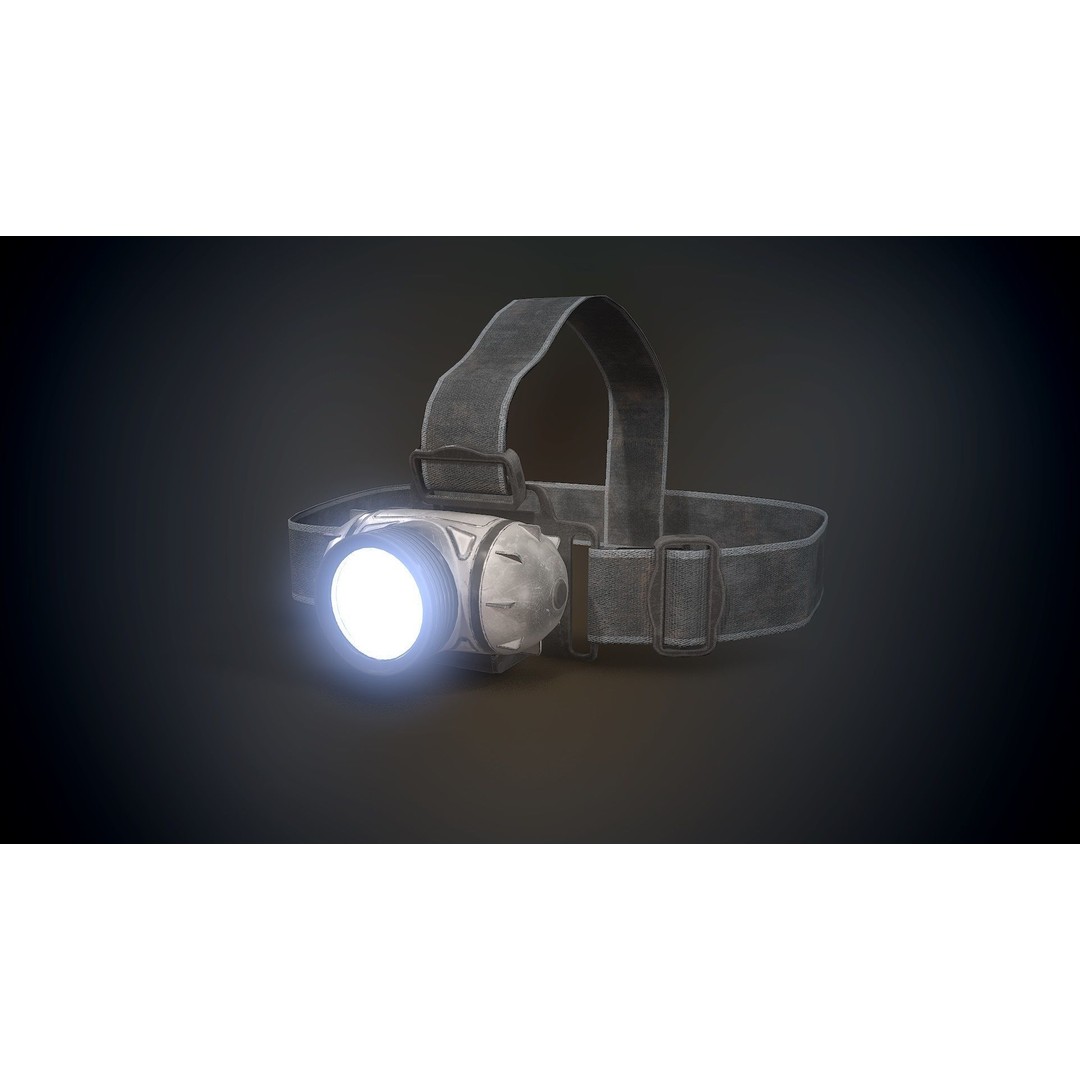 Headlamp Flashlight 3D Model – Low Poly Game Ready PBR Asset - View 12