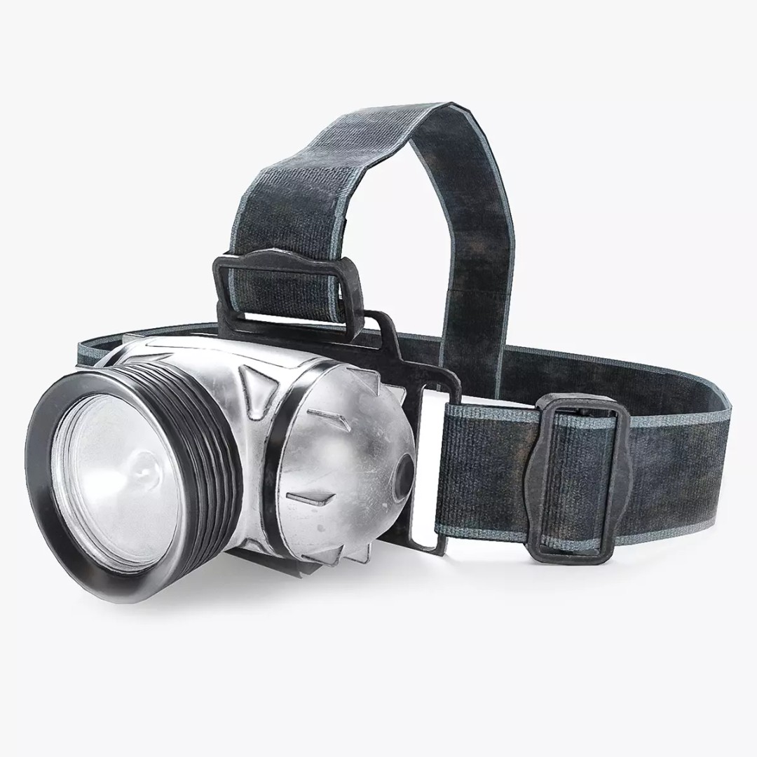 Headlamp Flashlight 3D Model – Low Poly Game Ready PBR Asset - View 2