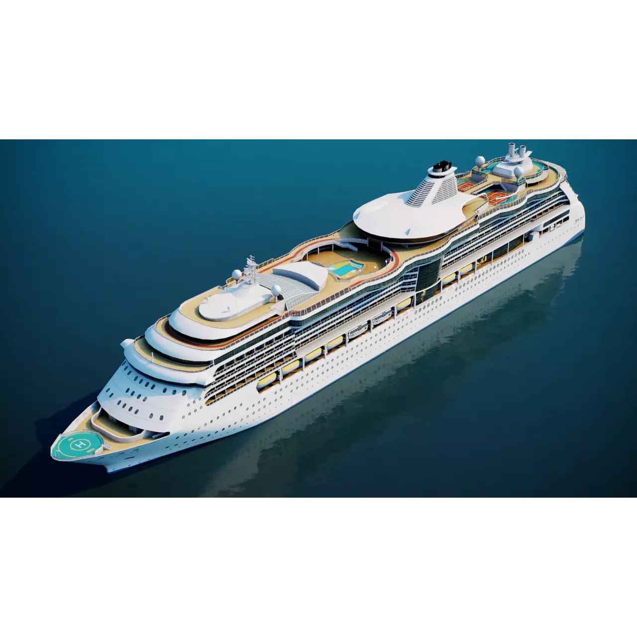 Large Modern Cruiseship - Low-Poly Game-Ready 3D Model - View 2