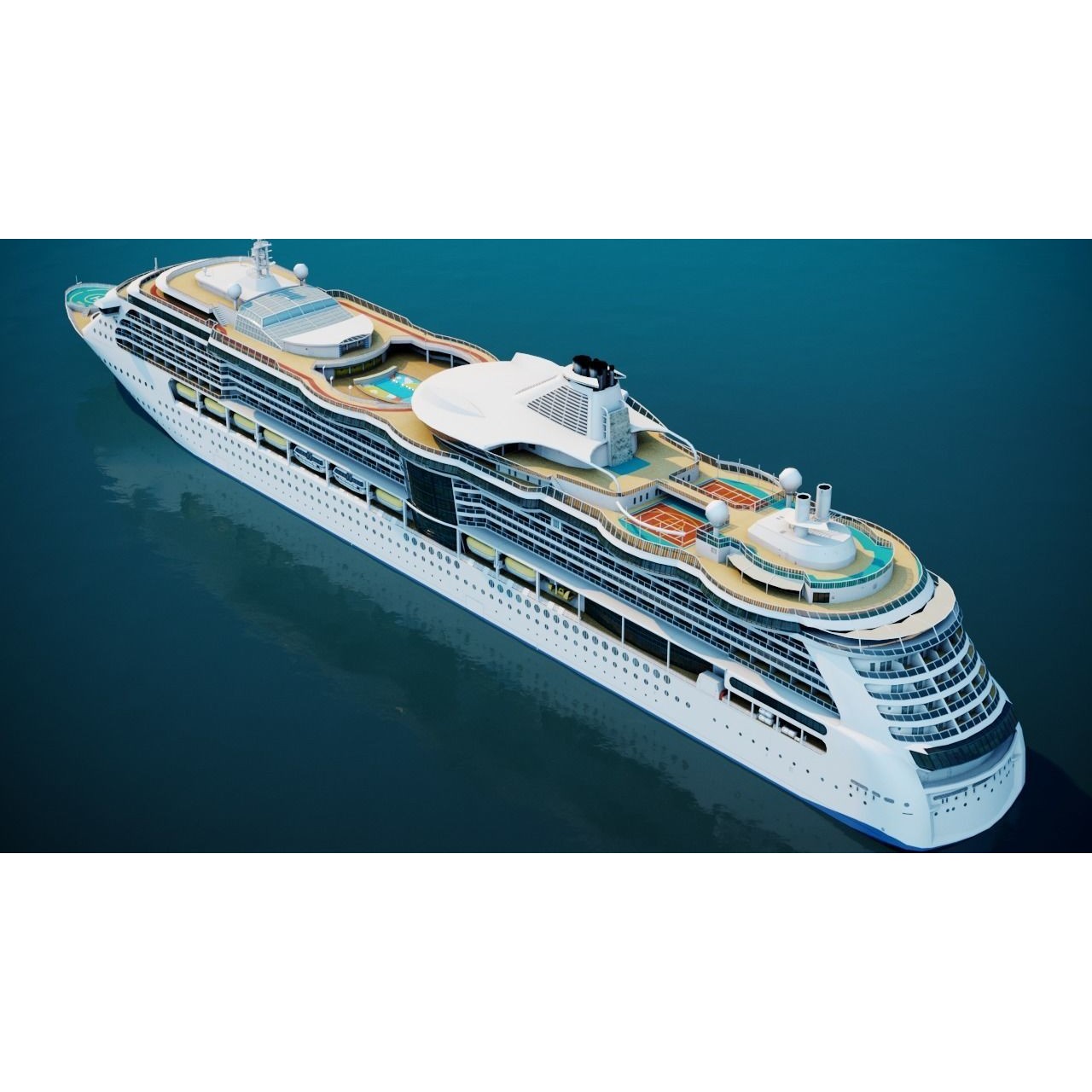 Large Modern Cruiseship - Low-Poly Game-Ready 3D Model - View 3