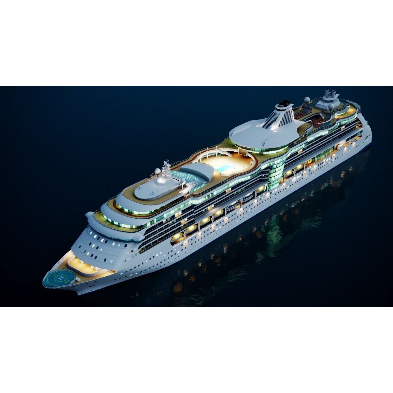 Large Modern Cruiseship - Low-Poly Game-Ready 3D Model - View 5