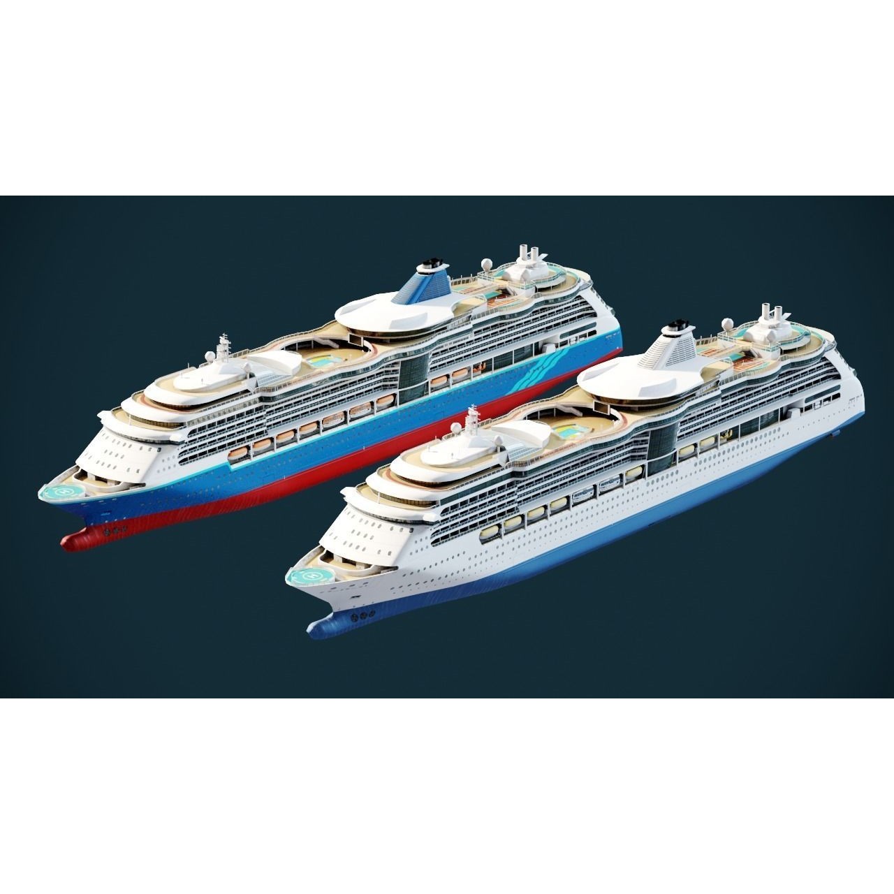 Large Modern Cruiseship - Low-Poly Game-Ready 3D Model - View 7