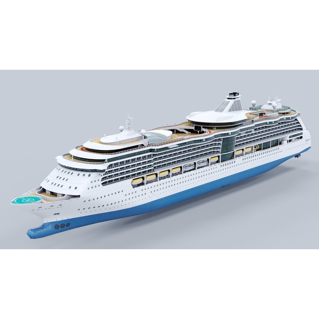 Large Modern Cruiseship - Low-Poly Game-Ready 3D Model - View 8