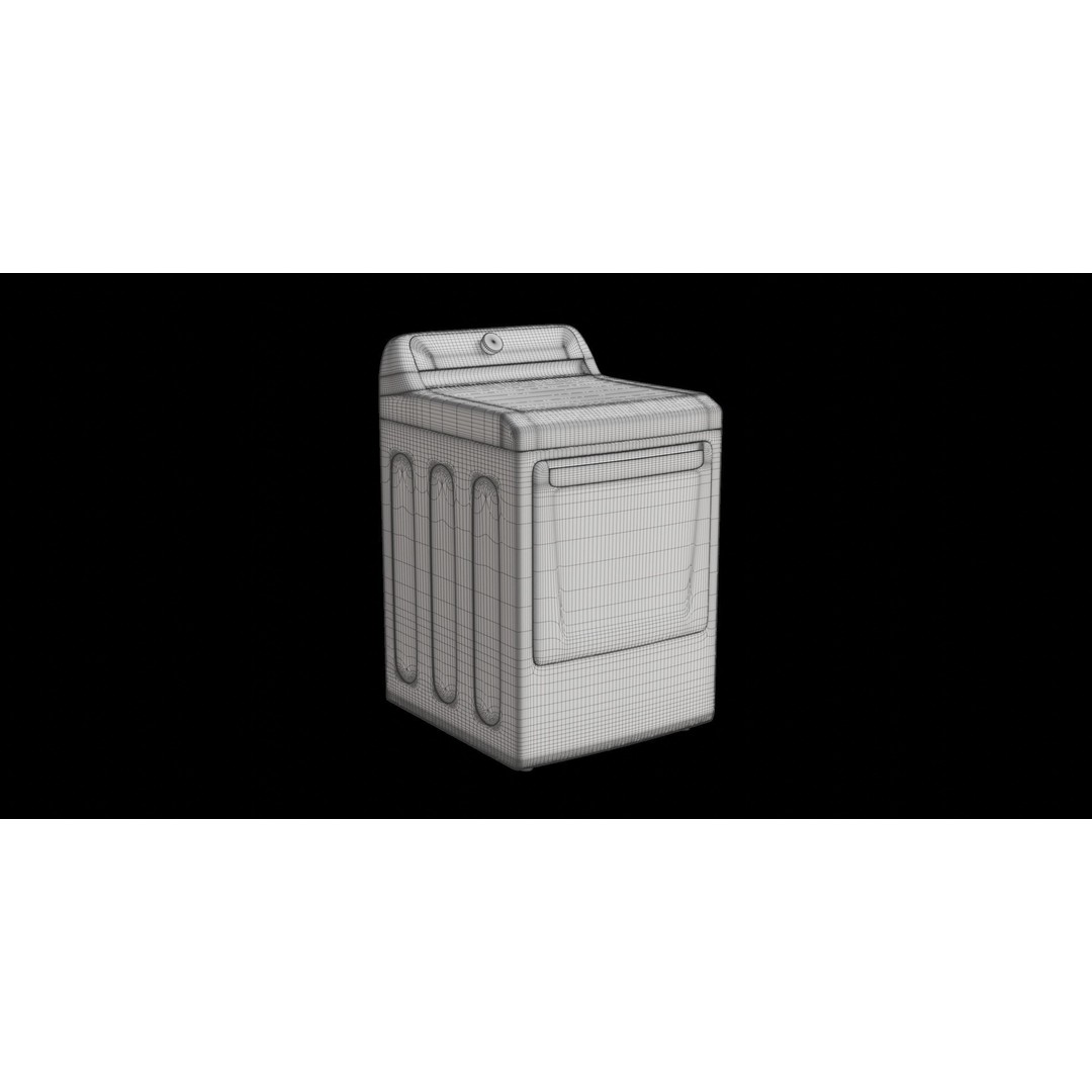 White Front Load Dry Washing Machine 3D Model – Low Poly, PBR Textures, Blender - View 4