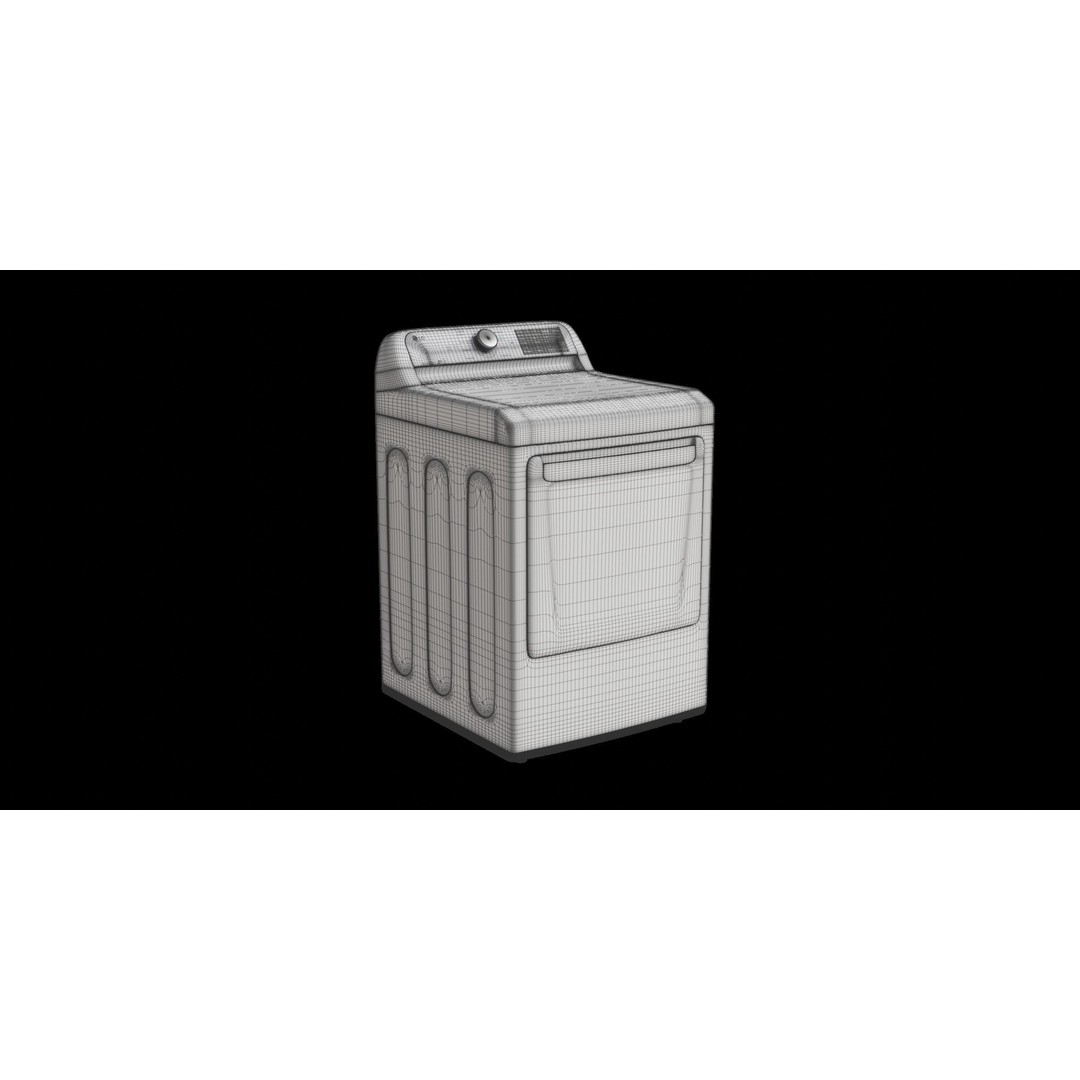 White Front Load Dry Washing Machine 3D Model – Low Poly, PBR Textures, Blender - View 5
