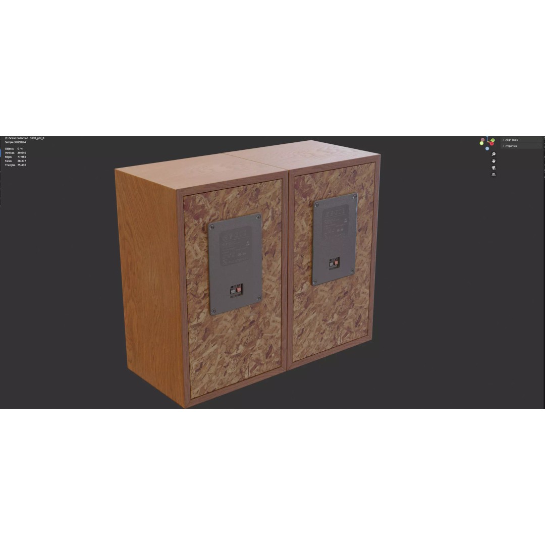 Radiotehnika S30B Speakers 3D Model – Vintage Audio System, PBR Textures - View 22