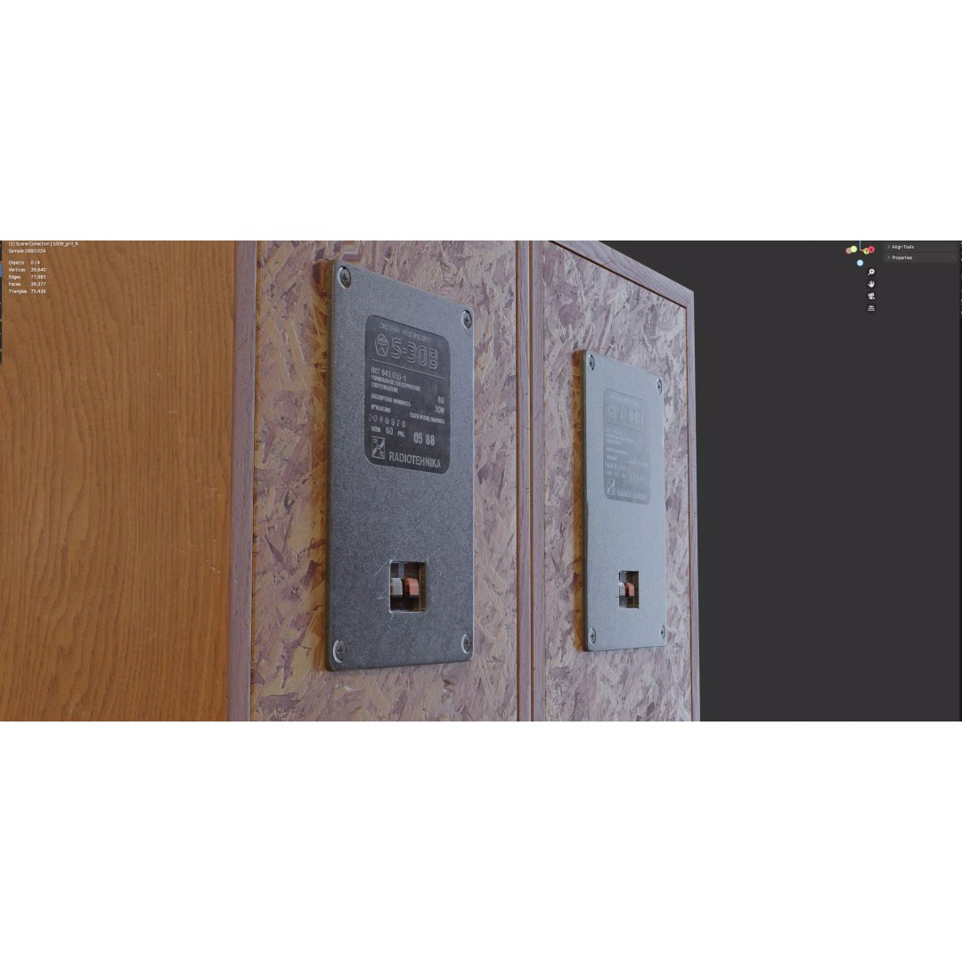 Radiotehnika S30B Speakers 3D Model – Vintage Audio System, PBR Textures - View 23
