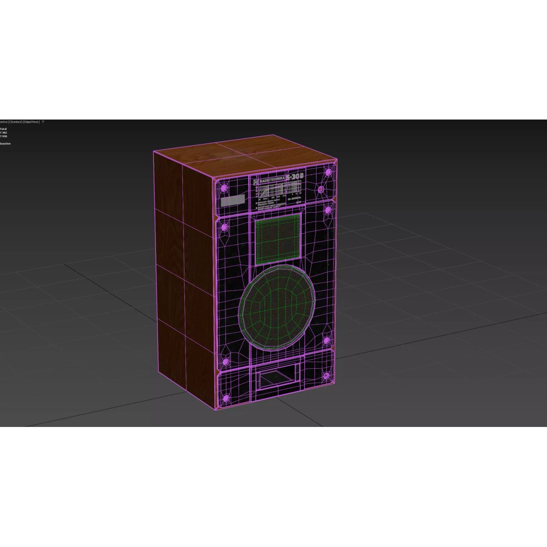 Radiotehnika S30B Speakers 3D Model – Vintage Audio System, PBR Textures - View 26