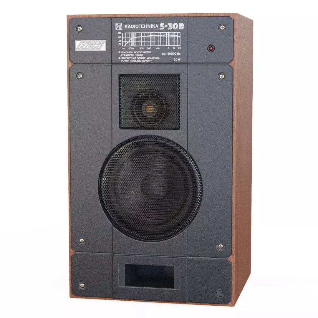 Radiotehnika S30B Speakers 3D Model – Vintage Audio System, PBR Textures - View 6