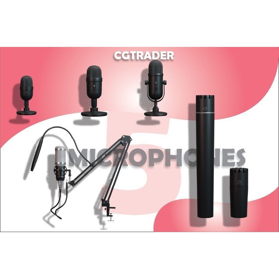 Mic Collection 3D Model – High Poly Audio Asset, FBX, OBJ - View 3