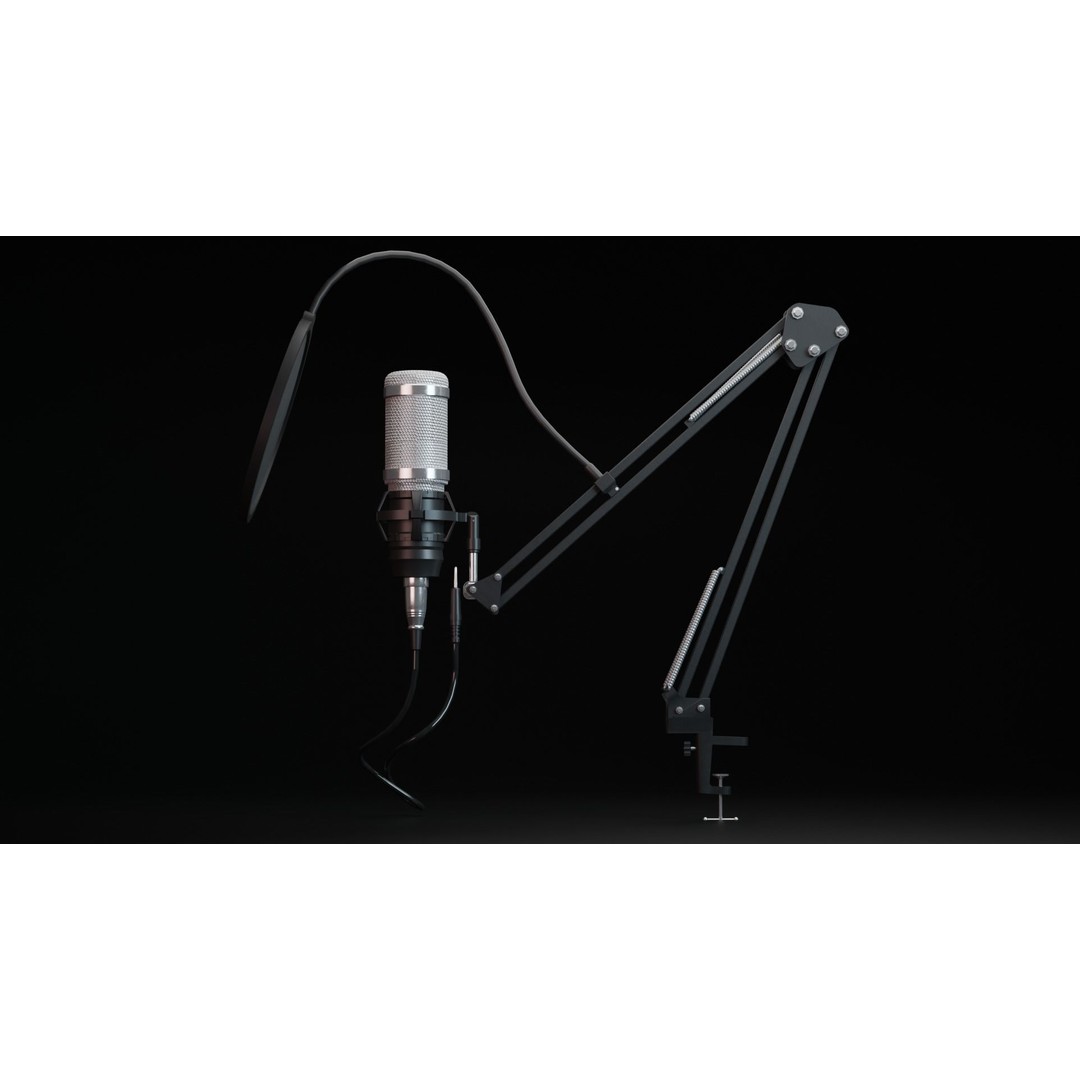 Mic Collection 3D Model – High Poly Audio Asset, FBX, OBJ - View 4