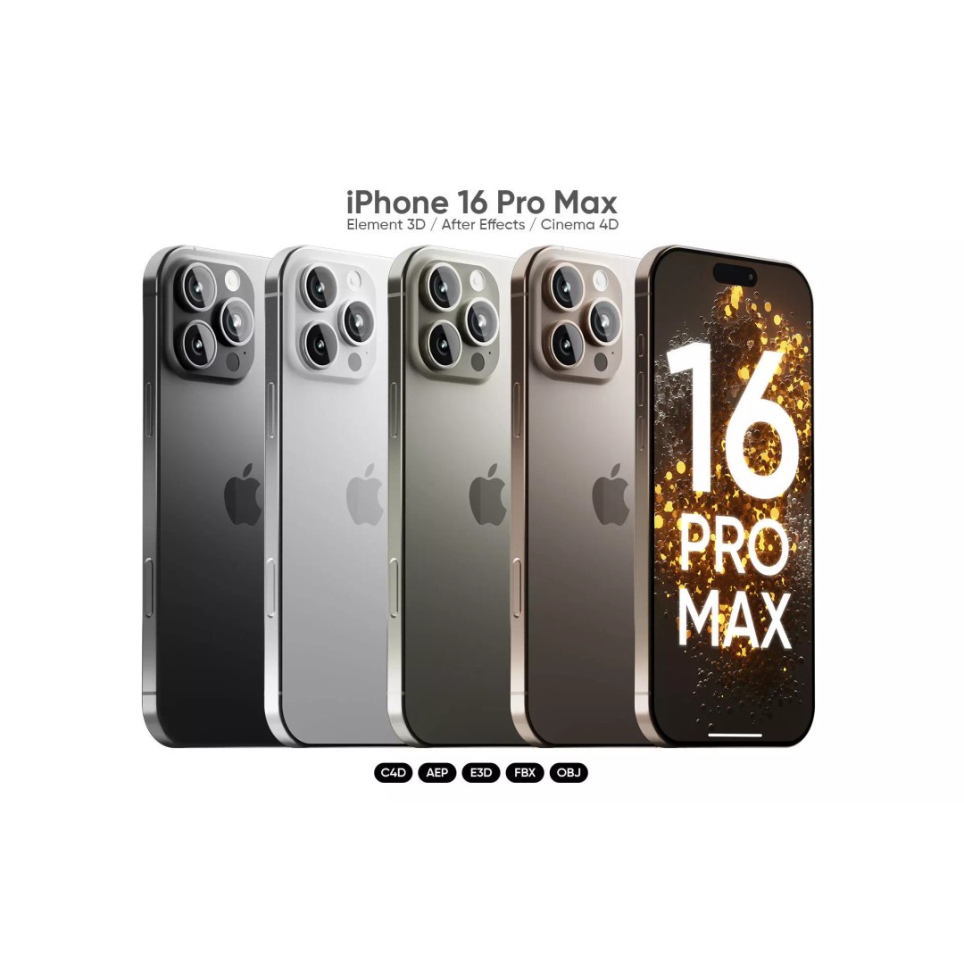 iPhone 16 Pro Max 3D Model – Realistic Element 3D & Cinema 4D Asset - View 2