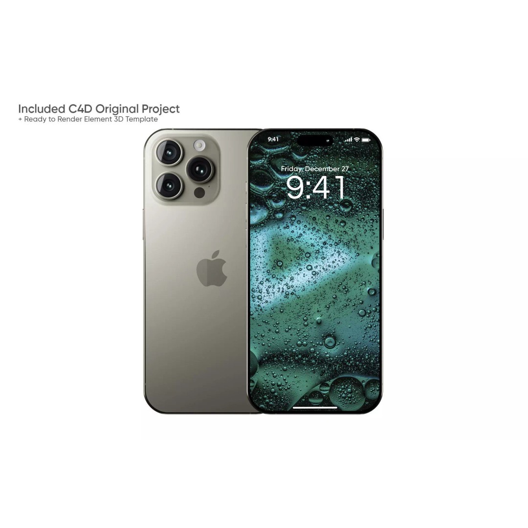 iPhone 16 Pro Max 3D Model – Realistic Element 3D & Cinema 4D Asset - View 5