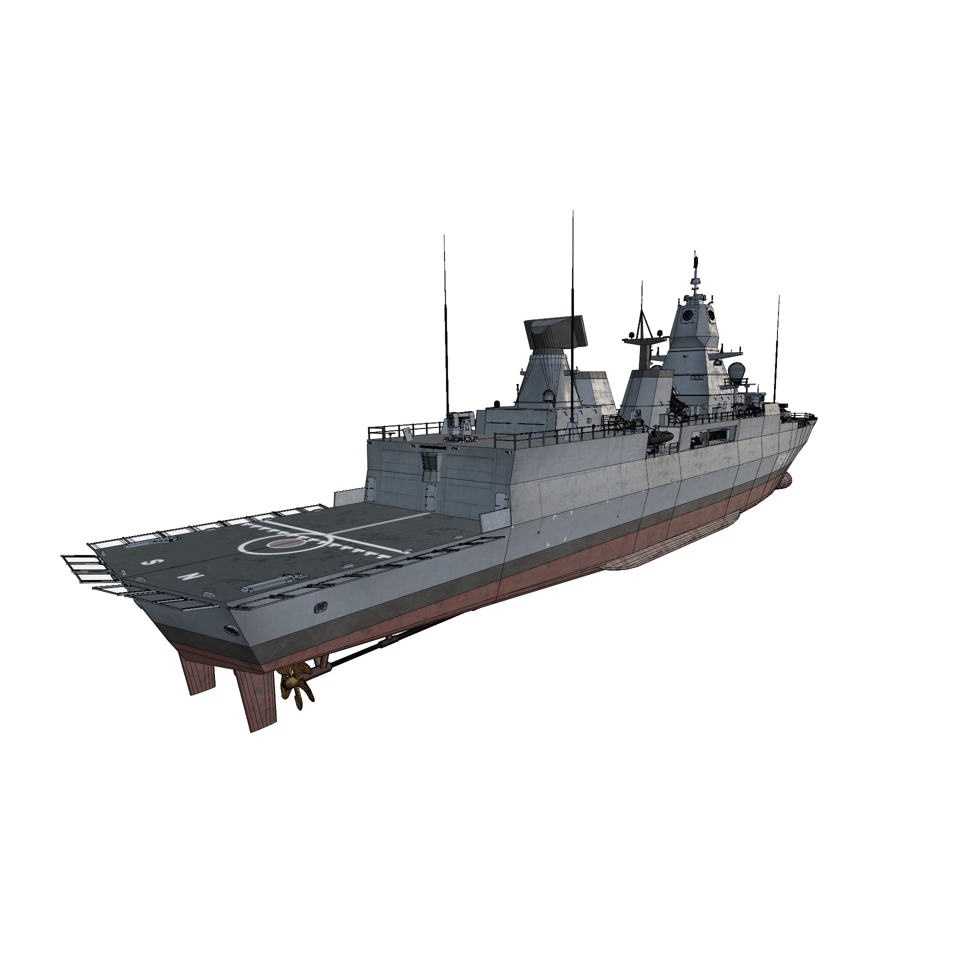 Germa Sachsen Class Frigate - Low-Poly Game-Ready 3D Model