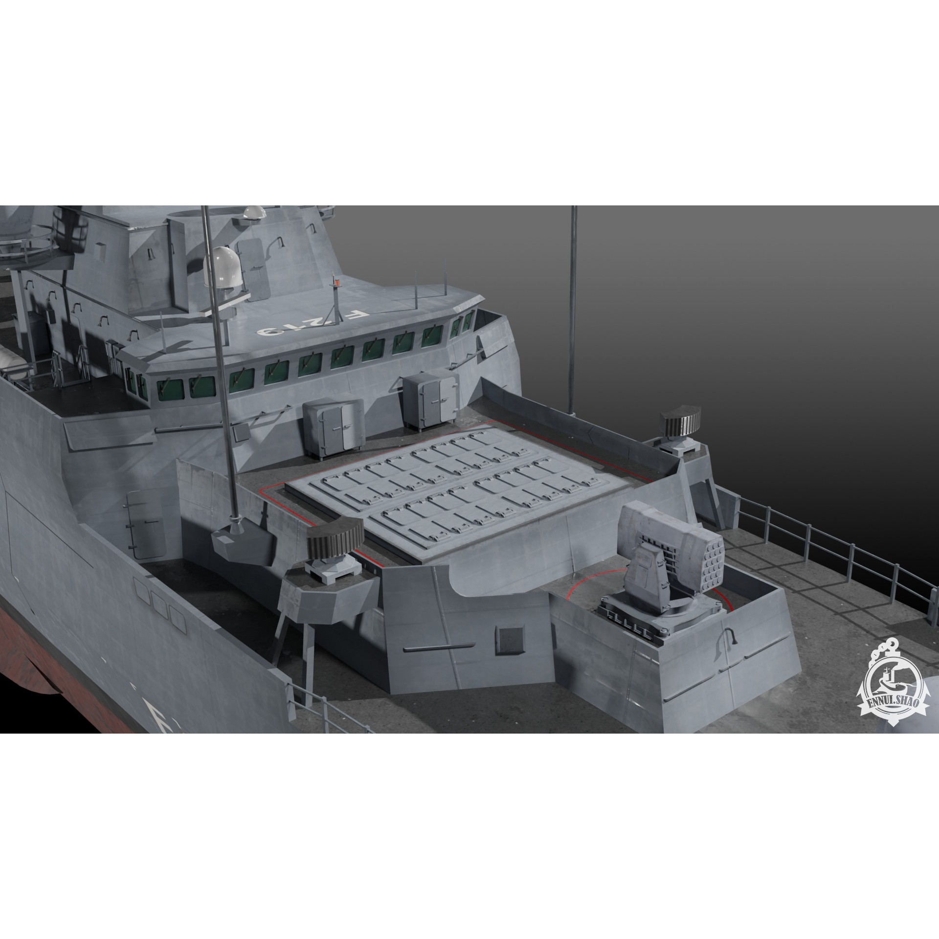 Germa Sachsen Class Frigate - Low-Poly Game-Ready 3D Model - View 10