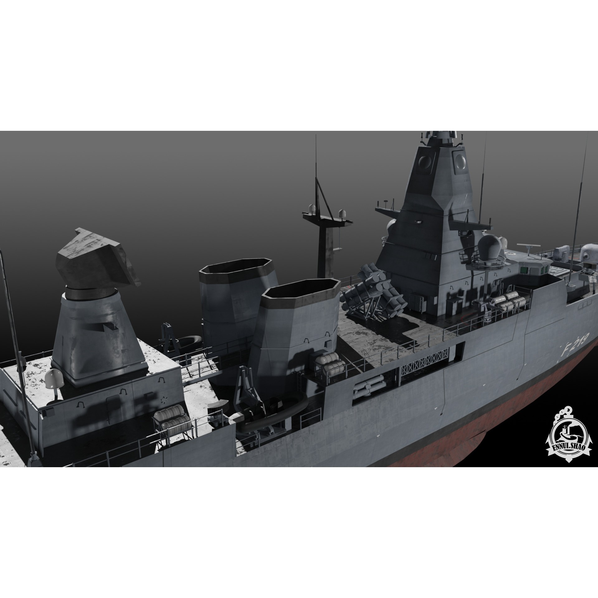 Germa Sachsen Class Frigate - Low-Poly Game-Ready 3D Model - View 11