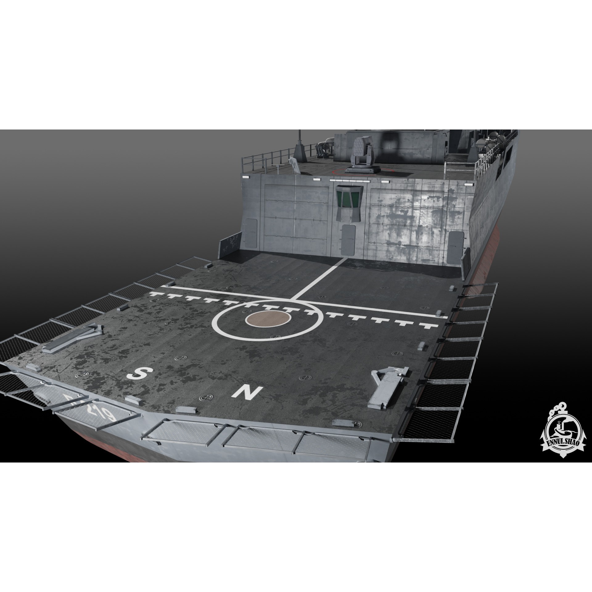 Germa Sachsen Class Frigate - Low-Poly Game-Ready 3D Model - View 12