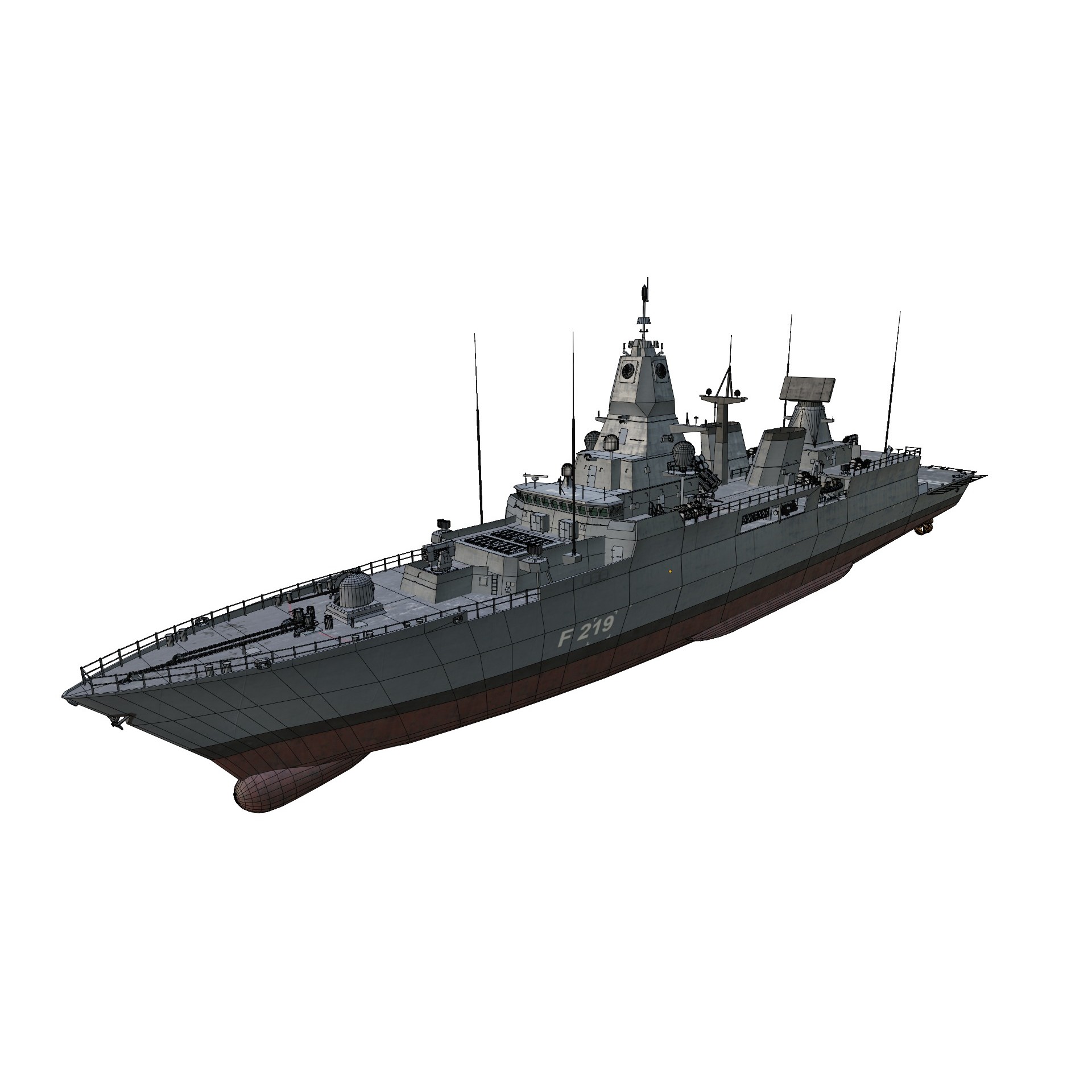 Germa Sachsen Class Frigate - Low-Poly Game-Ready 3D Model - View 14