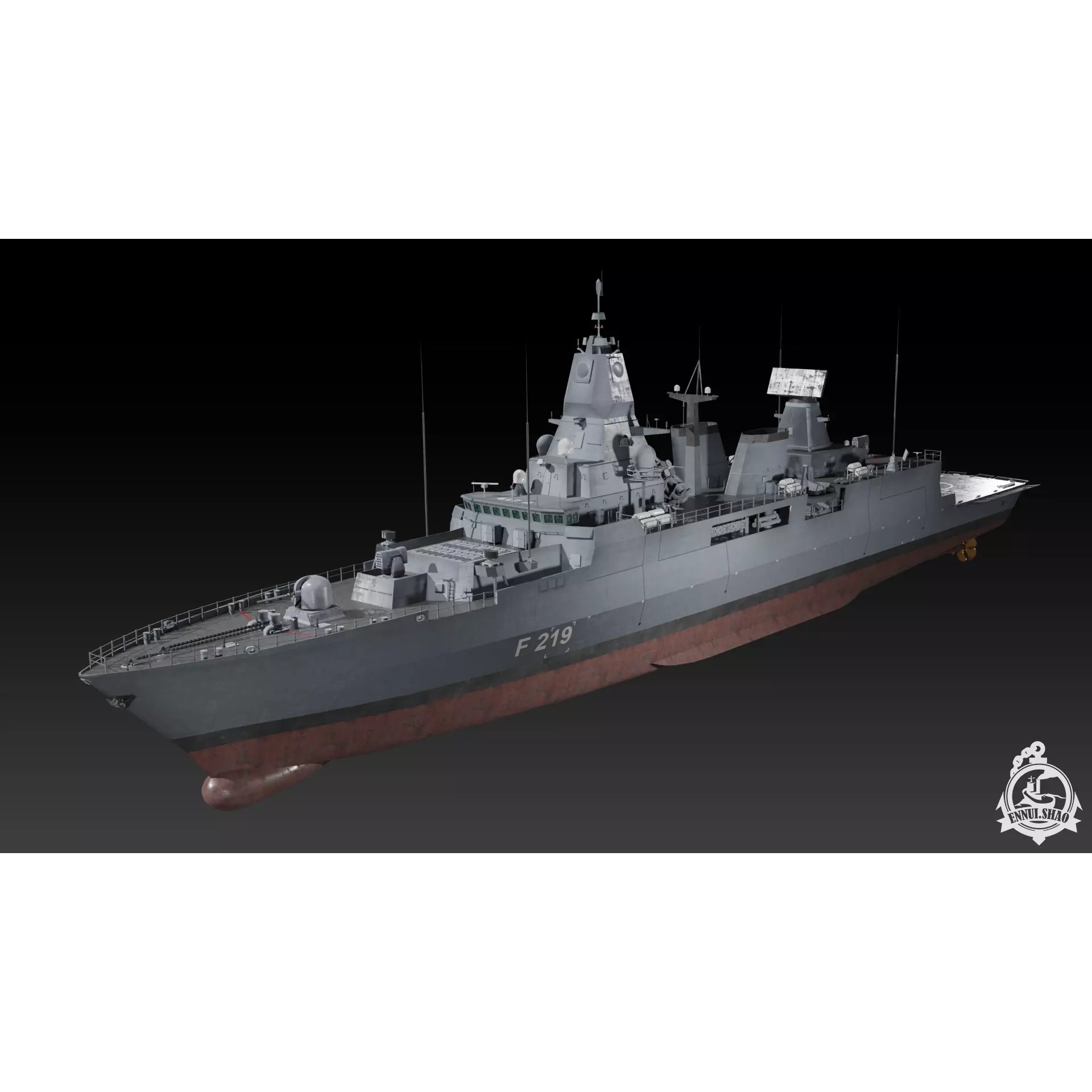 Germa Sachsen Class Frigate - Low-Poly Game-Ready 3D Model - View 2