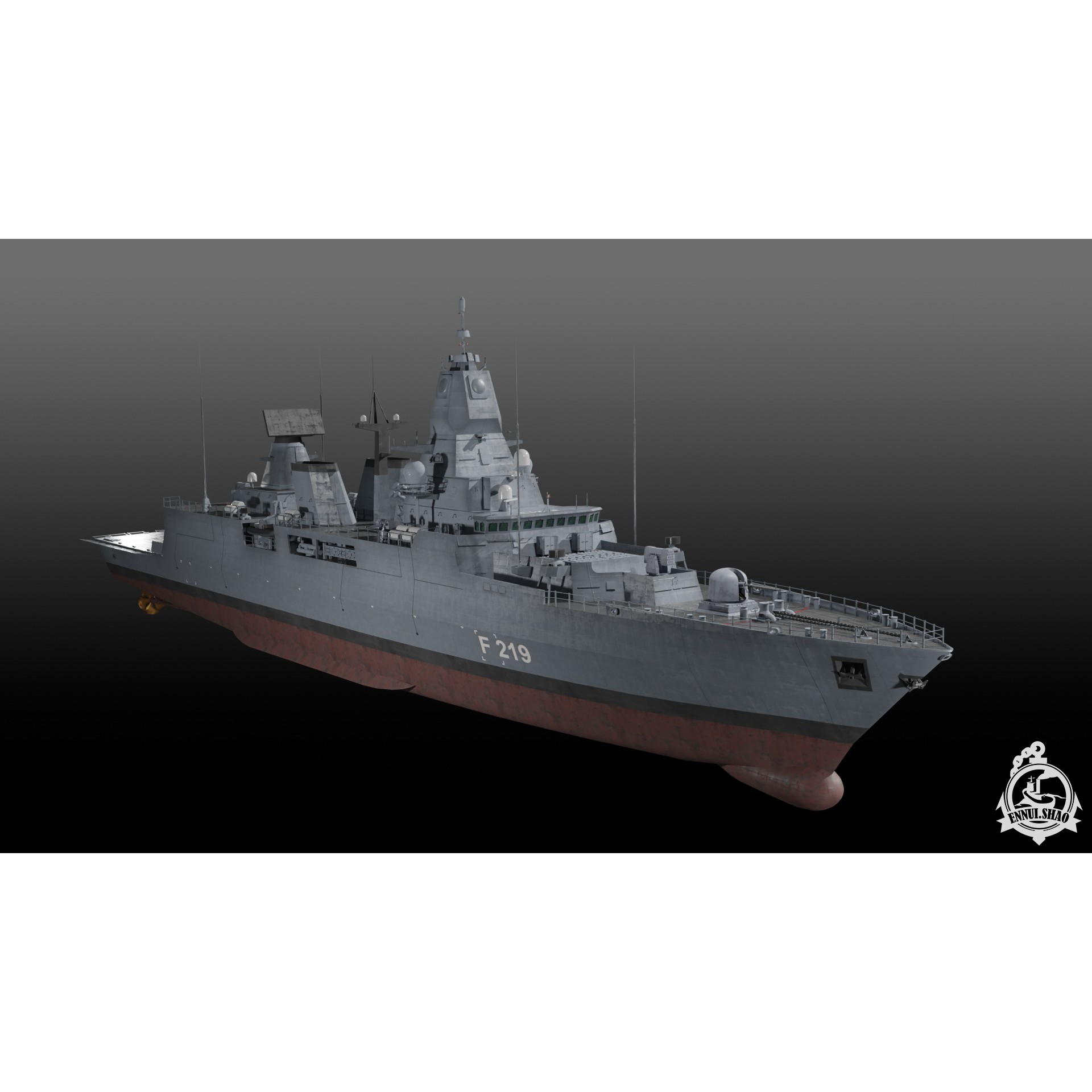Germa Sachsen Class Frigate - Low-Poly Game-Ready 3D Model - View 3