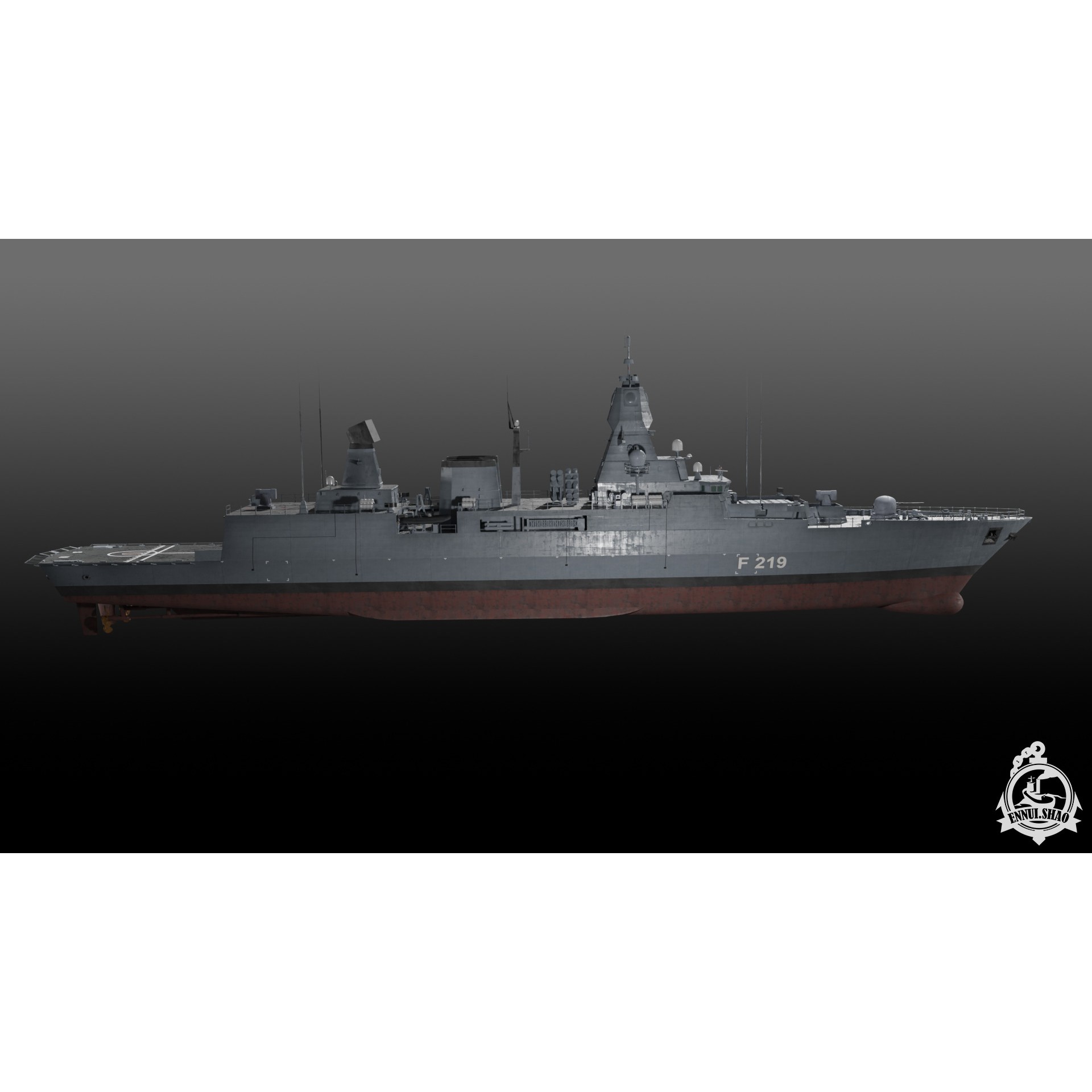 Germa Sachsen Class Frigate - Low-Poly Game-Ready 3D Model - View 4