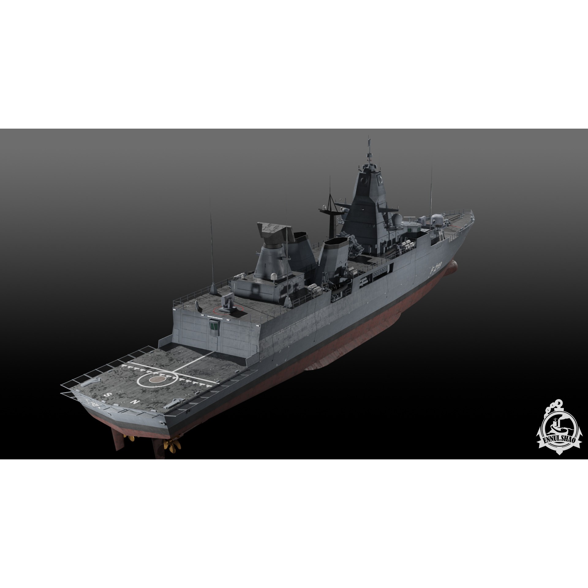 Germa Sachsen Class Frigate - Low-Poly Game-Ready 3D Model - View 5