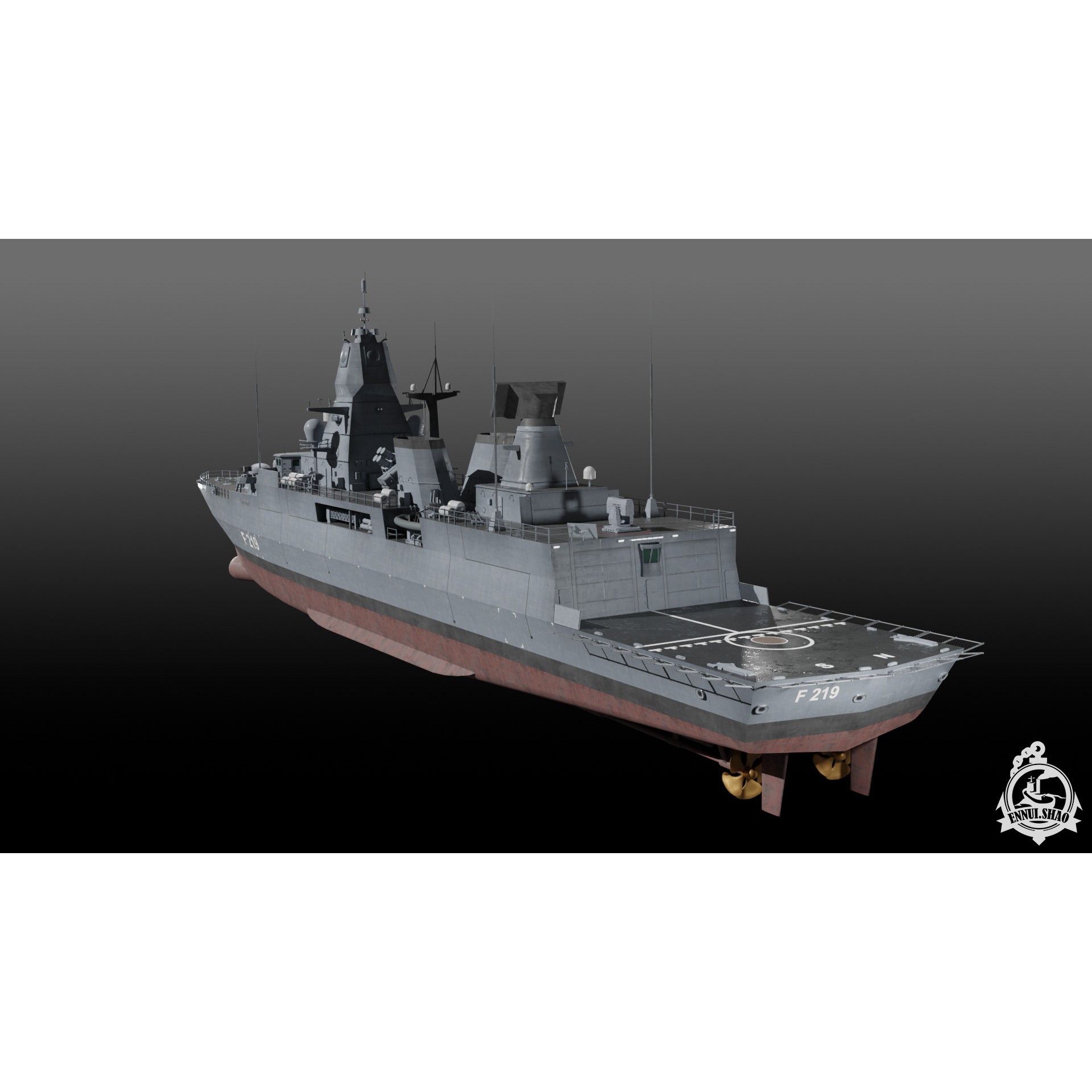 Germa Sachsen Class Frigate - Low-Poly Game-Ready 3D Model - View 6