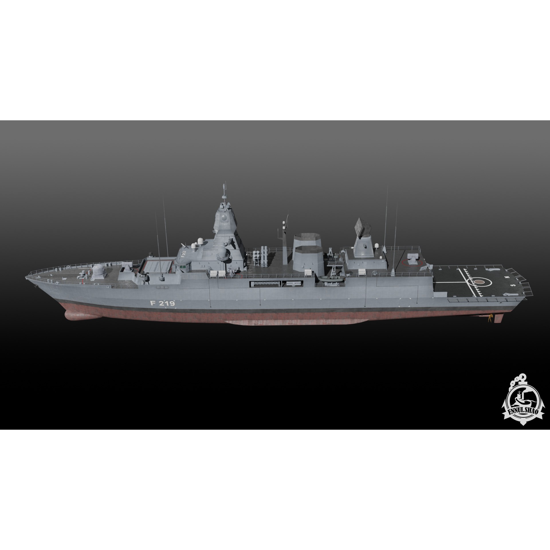 Germa Sachsen Class Frigate - Low-Poly Game-Ready 3D Model - View 7