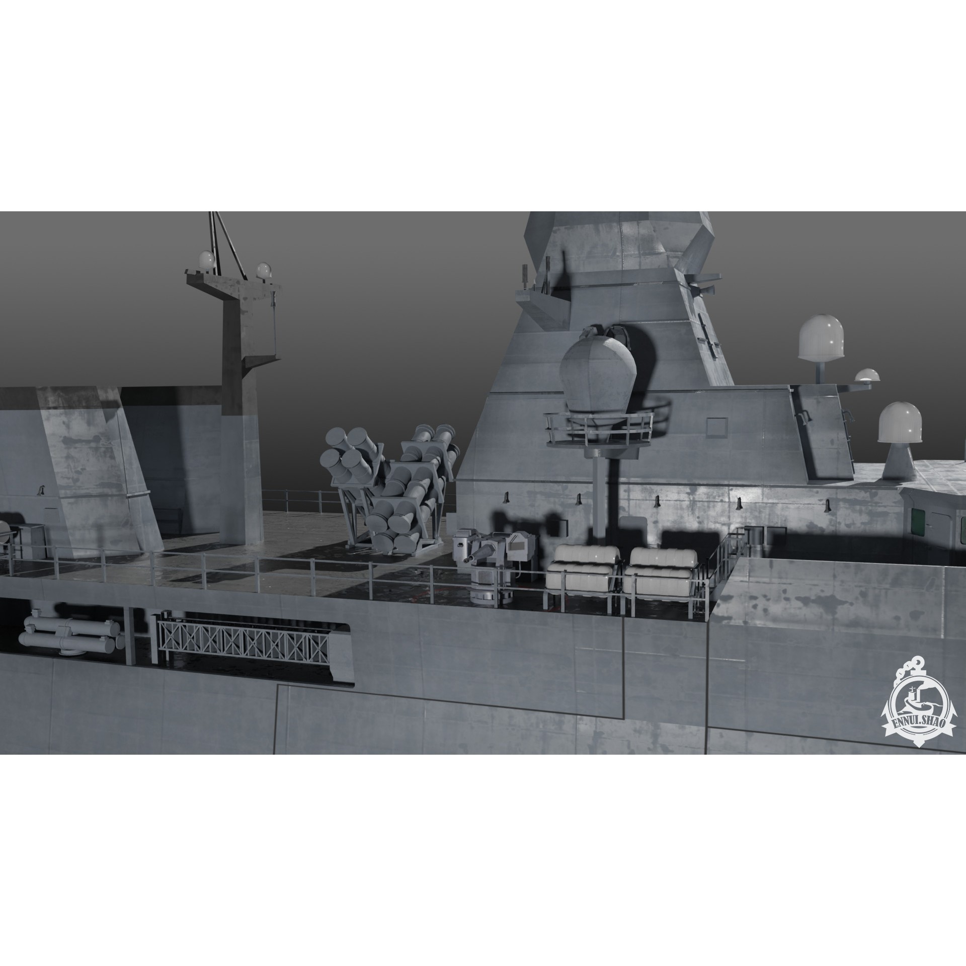 Germa Sachsen Class Frigate - Low-Poly Game-Ready 3D Model - View 9