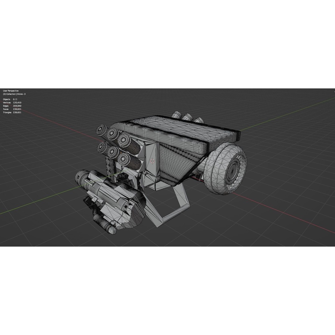 Sci-Fi Drone 3D Model – Untextured High Poly Asset, FBX, OBJ