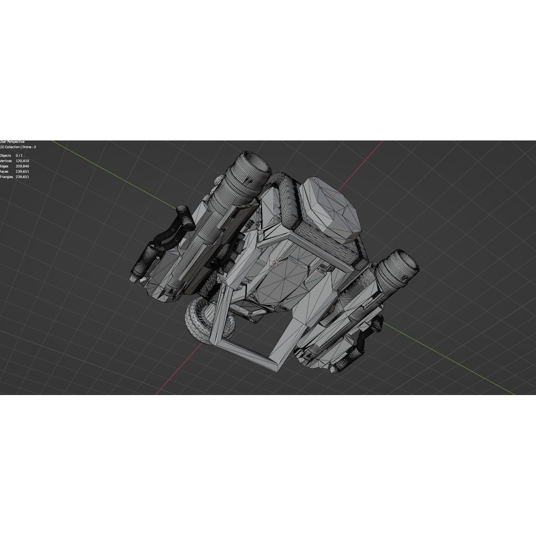 Sci-Fi Drone 3D Model – Untextured High Poly Asset, FBX, OBJ - View 16