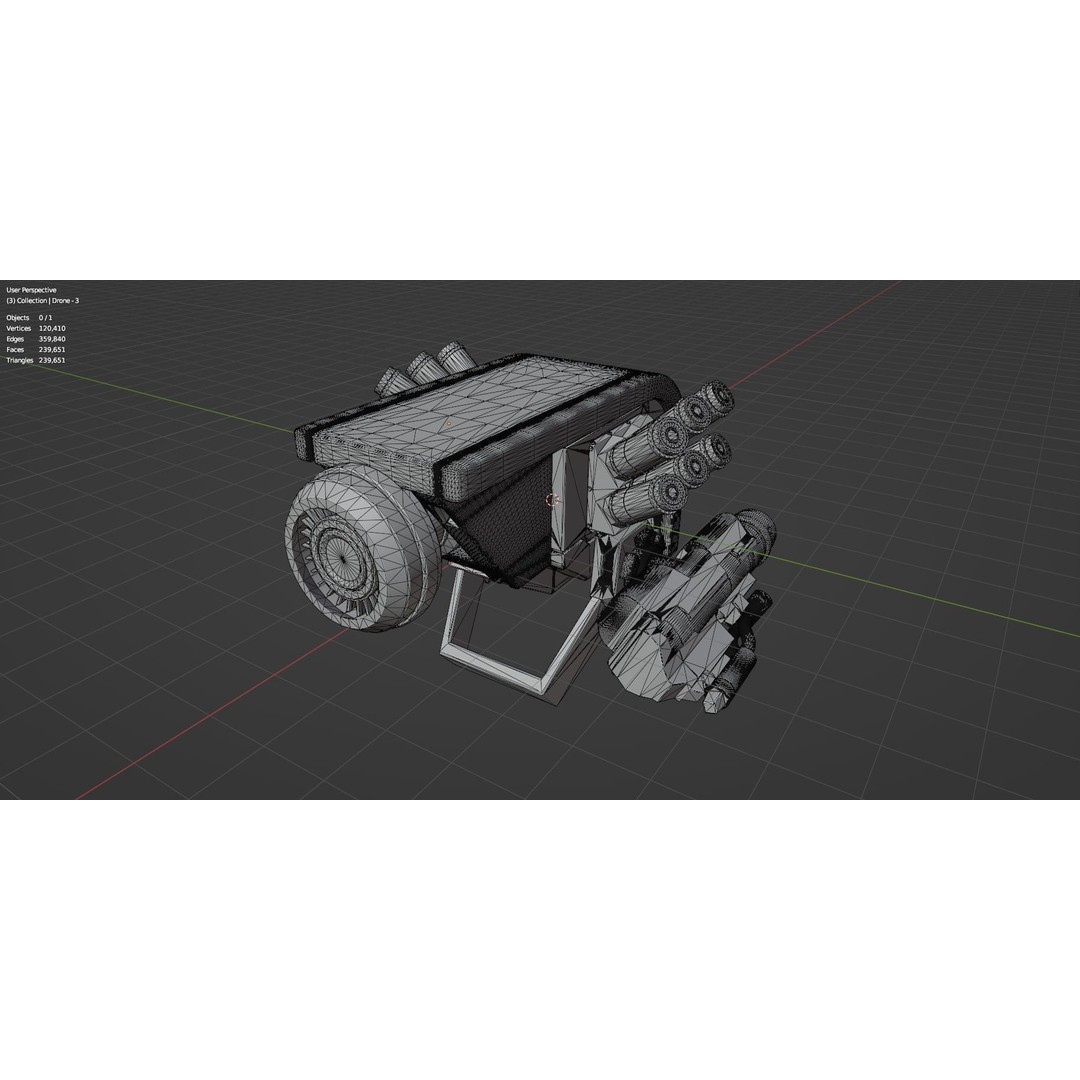 Sci-Fi Drone 3D Model – Untextured High Poly Asset, FBX, OBJ - View 17
