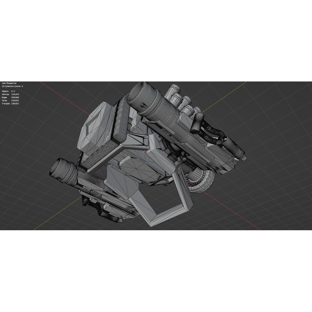 Sci-Fi Drone 3D Model – Untextured High Poly Asset, FBX, OBJ - View 18