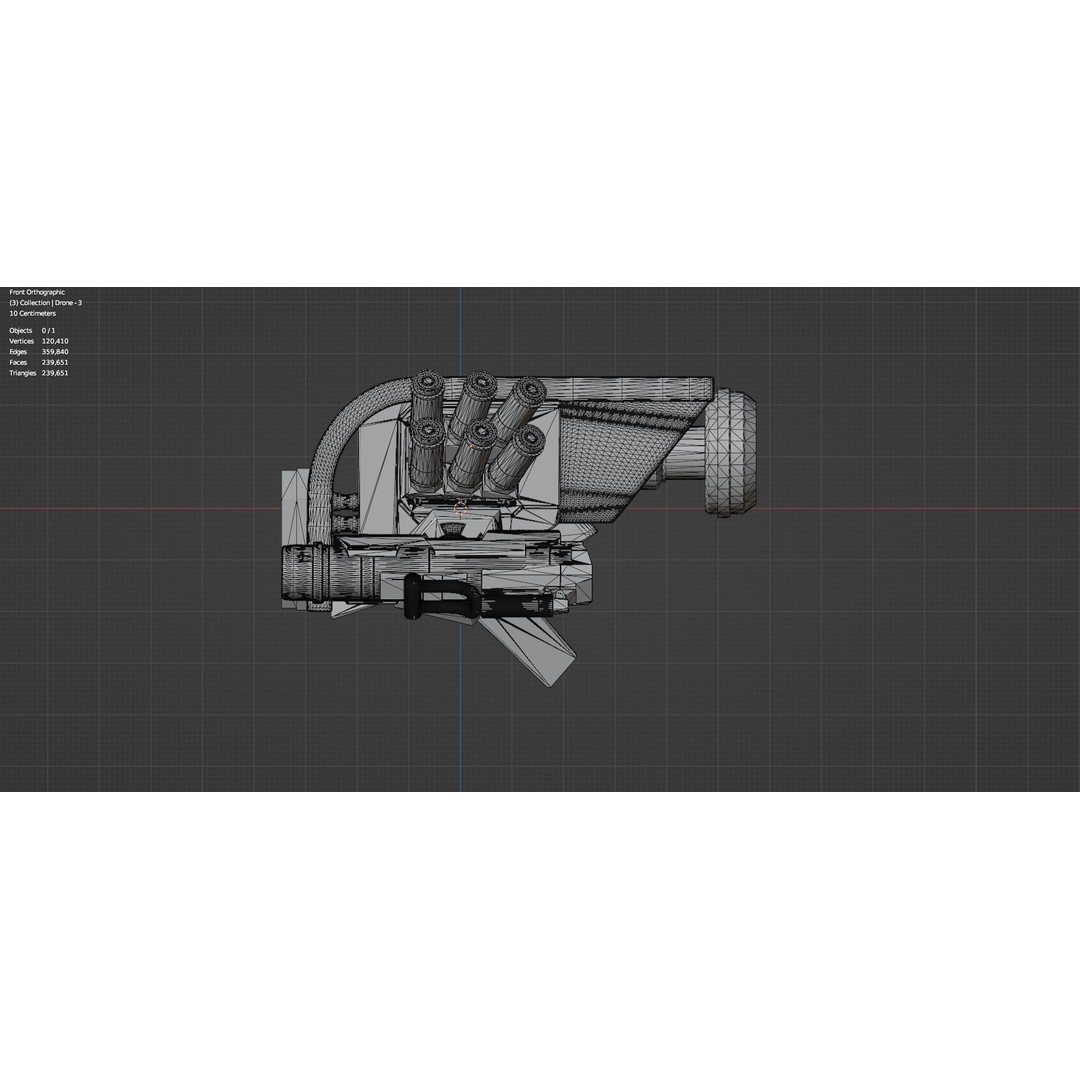 Sci-Fi Drone 3D Model – Untextured High Poly Asset, FBX, OBJ - View 20