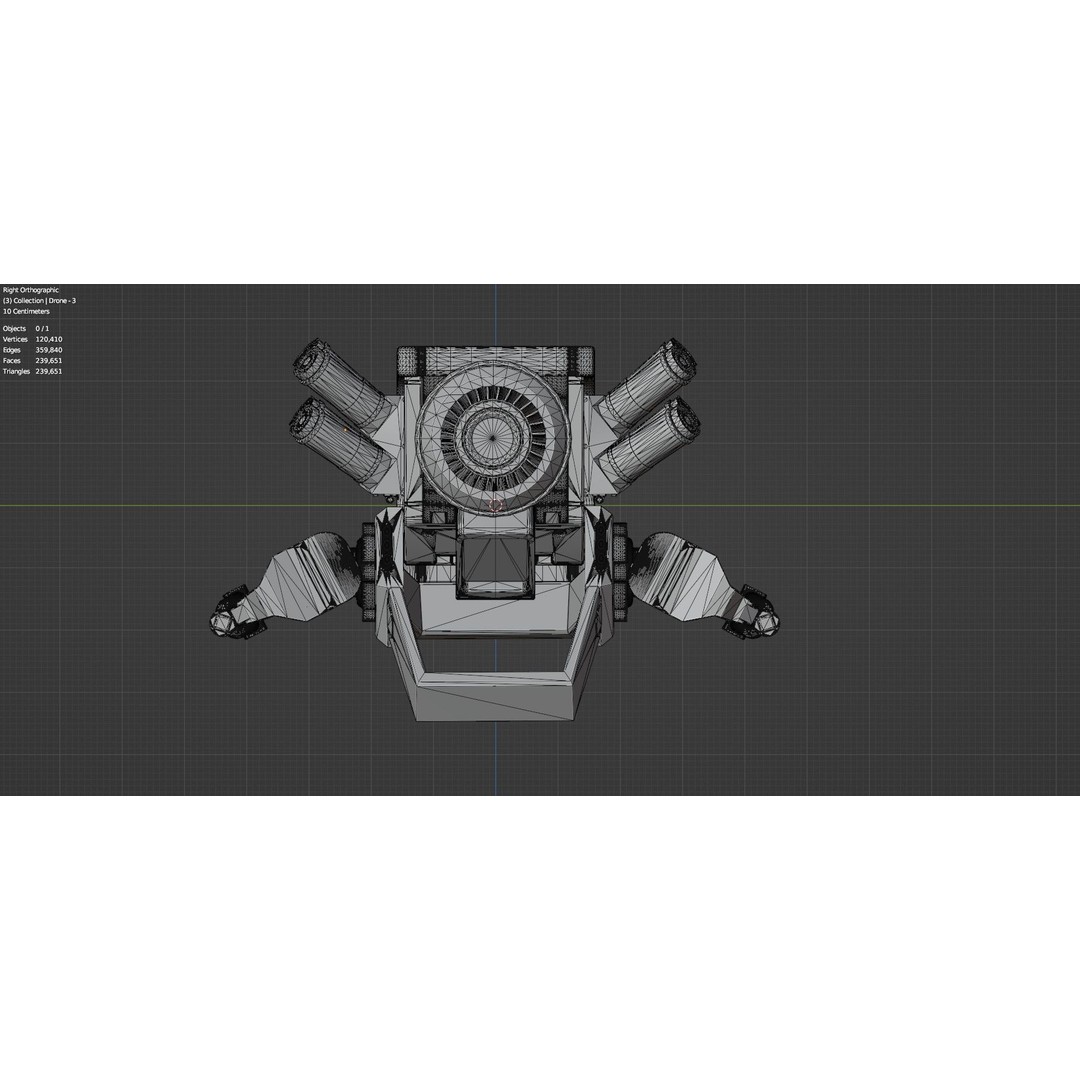 Sci-Fi Drone 3D Model – Untextured High Poly Asset, FBX, OBJ - View 21
