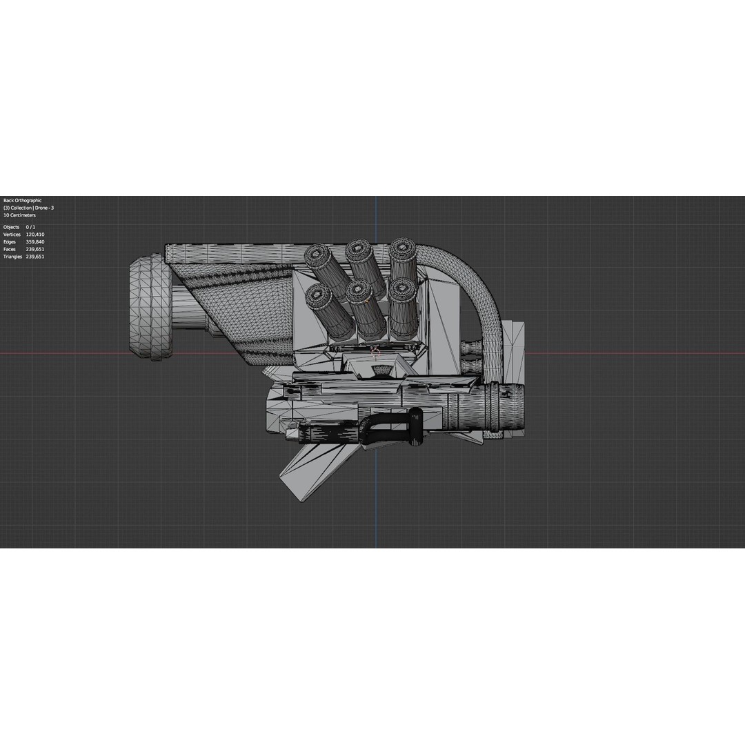 Sci-Fi Drone 3D Model – Untextured High Poly Asset, FBX, OBJ - View 22