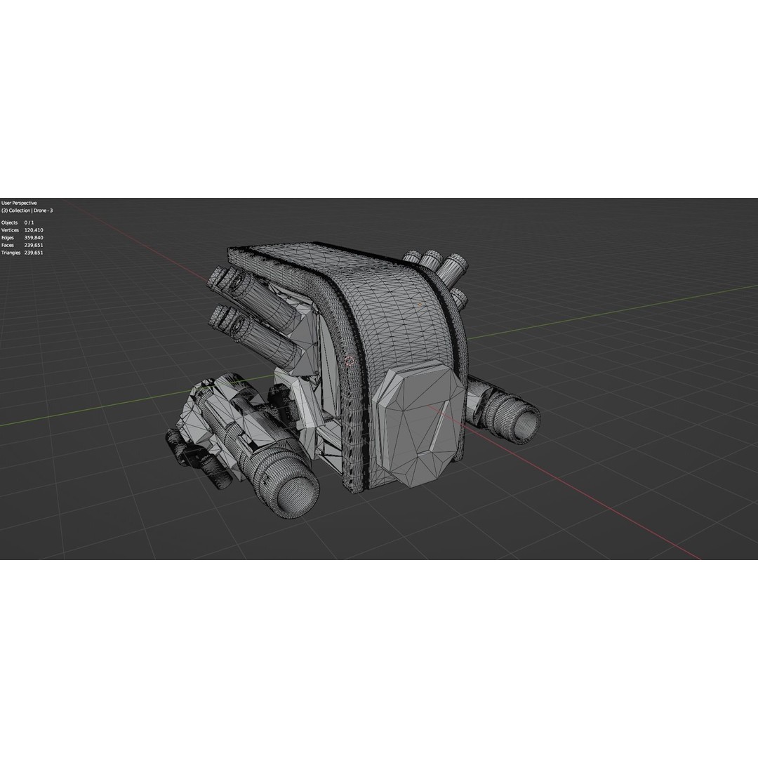 Sci-Fi Drone 3D Model – Untextured High Poly Asset, FBX, OBJ - View 24