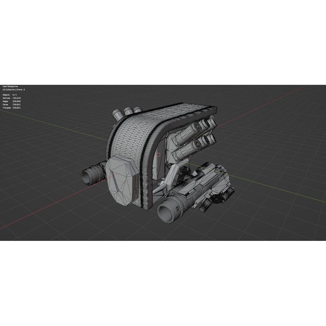 Sci-Fi Drone 3D Model – Untextured High Poly Asset, FBX, OBJ - View 25