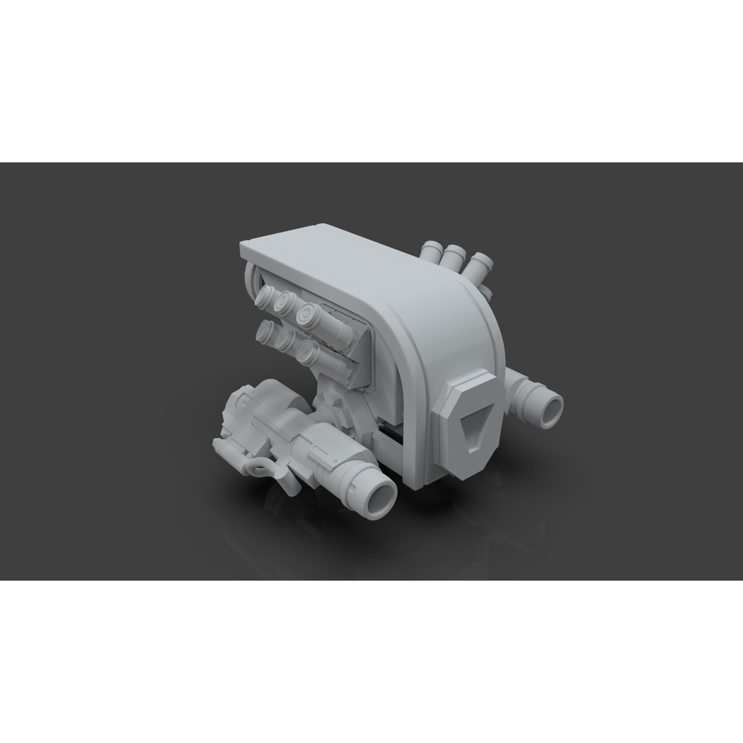 Sci-Fi Drone 3D Model – Untextured High Poly Asset, FBX, OBJ - View 3