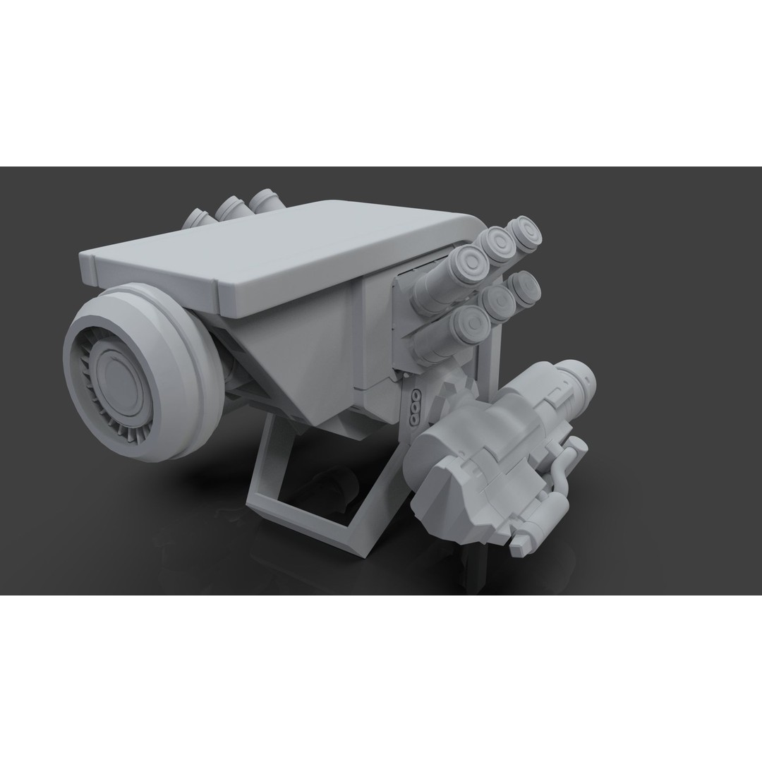 Sci-Fi Drone 3D Model – Untextured High Poly Asset, FBX, OBJ - View 7