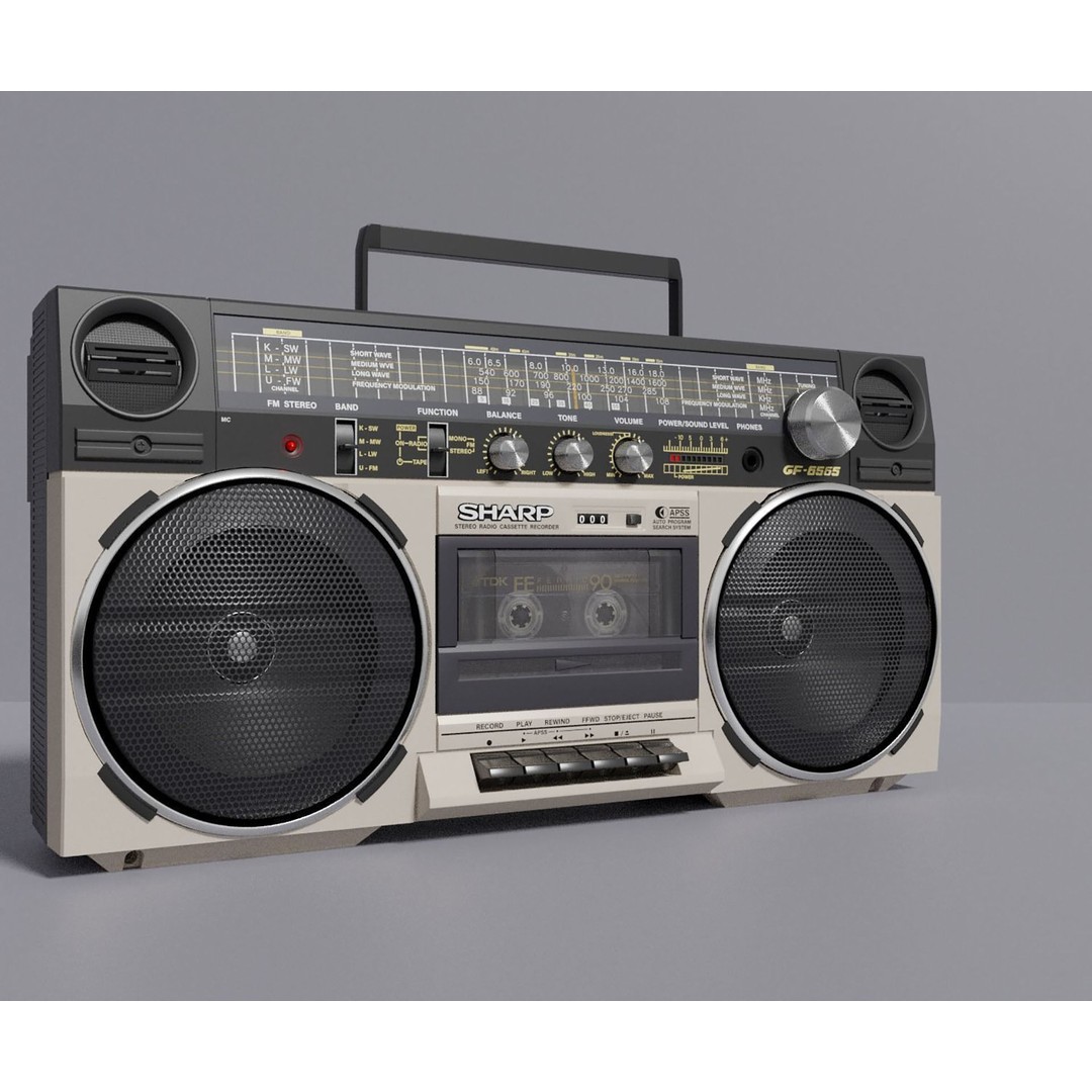 Retro Boombox 3D Model – Vintage Audio Pack, FBX & PBR Textures - View 3