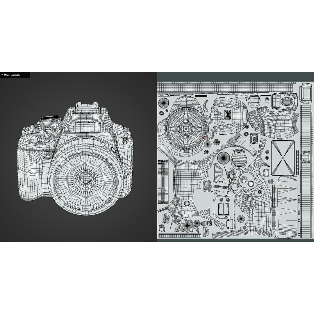Canon DSLR Camera 3D Model – Low Poly Game Ready Asset, FBX, OBJ - View 13