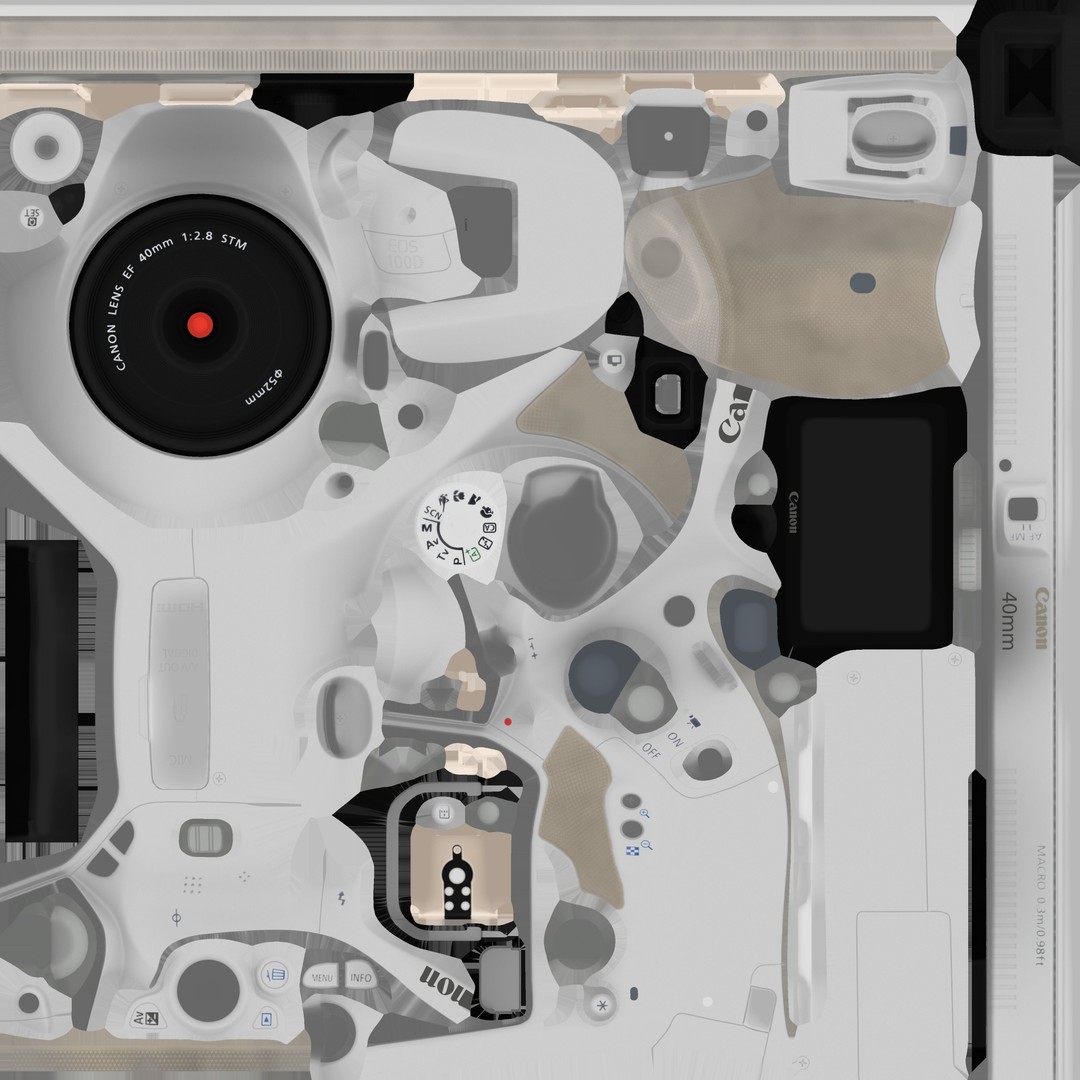 Canon DSLR Camera 3D Model – Low Poly Game Ready Asset, FBX, OBJ - View 16