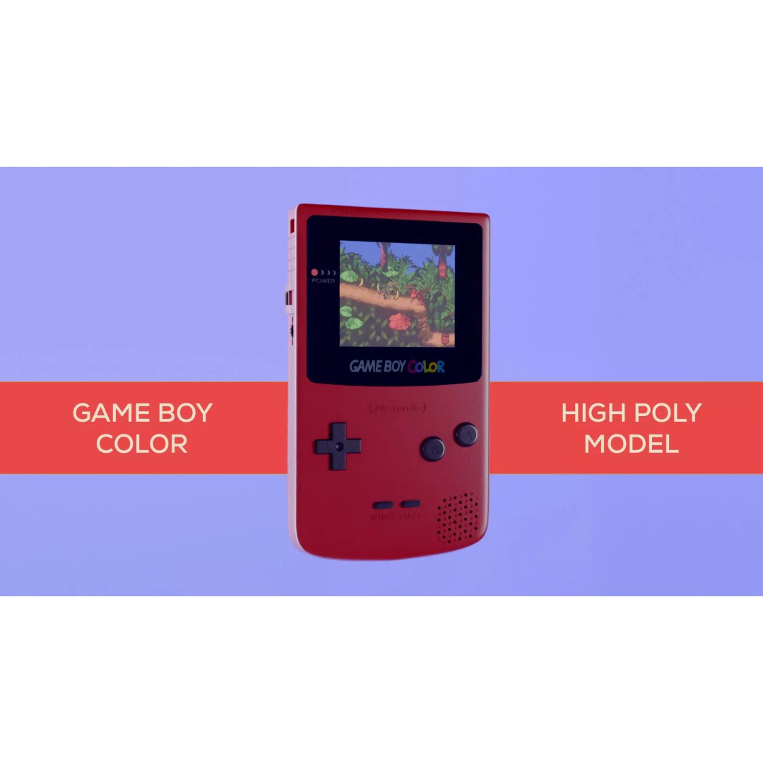Game Boy Color 3D Model – High Poly PBR Asset for Blender, FBX, OBJ - View 2