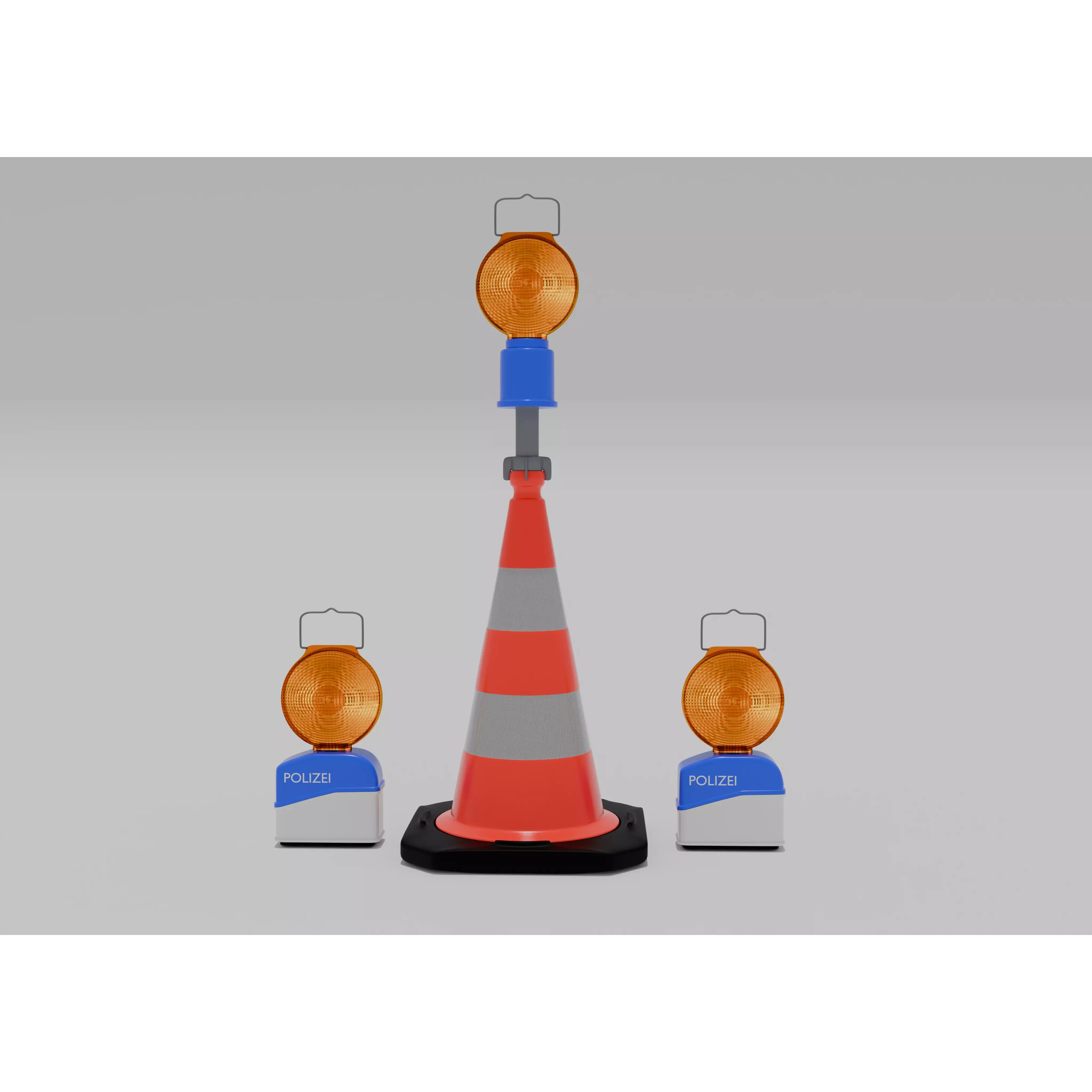 Führungslichtanlage und Leitkegel Pack - Game-Ready 3D Model - View 2