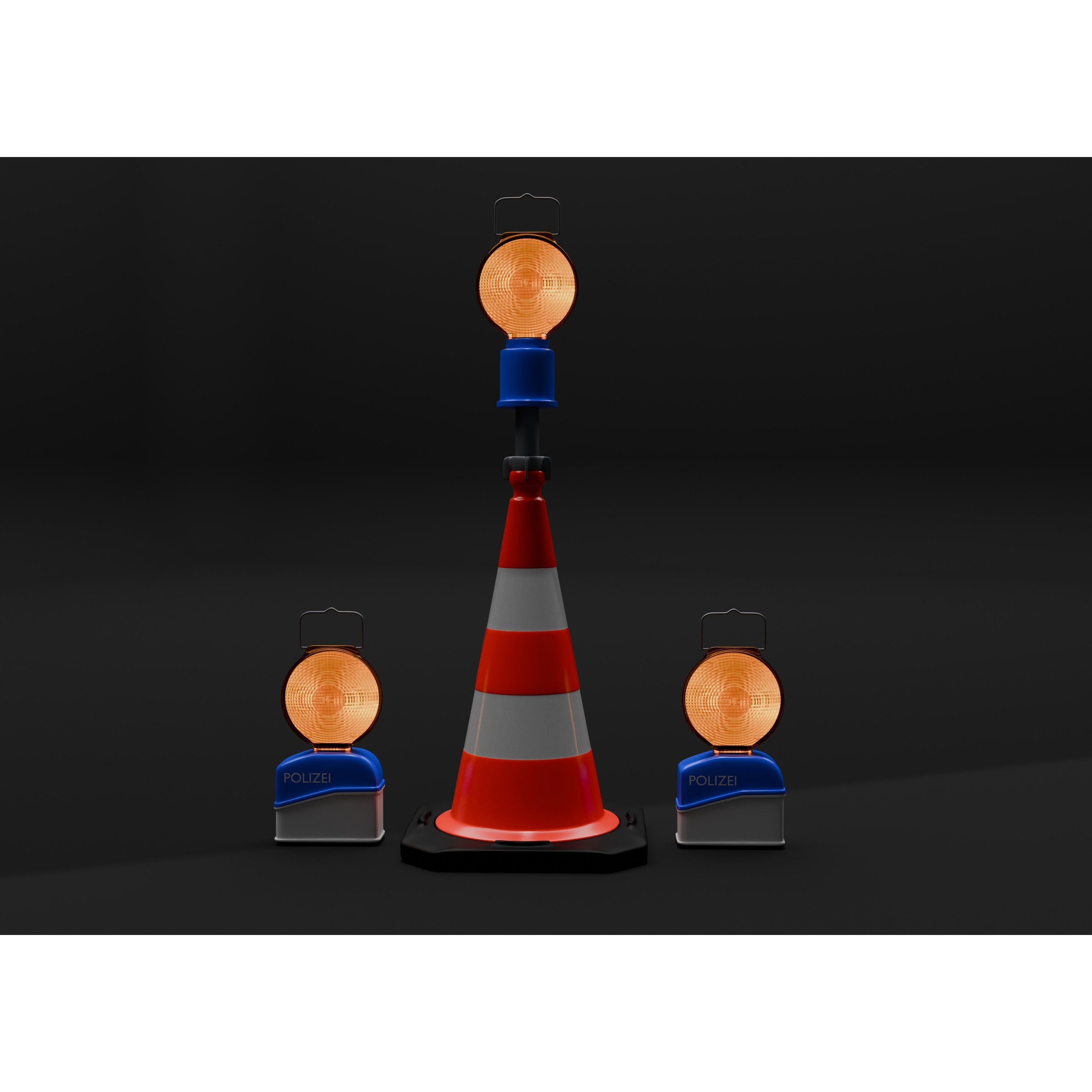 Führungslichtanlage und Leitkegel Pack - Game-Ready 3D Model - View 3